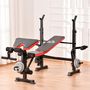 Voir la diapositive 2 : HOMCOM Banc de musculation Fitness entrainement complet avec support d'haltères dossier réglable acier noir rouge