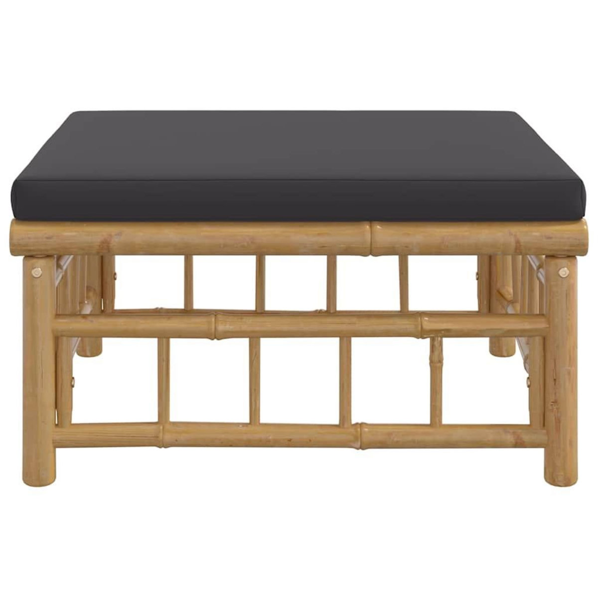 VIDAXL Repose-pieds de jardin avec coussin gris fonce bambou