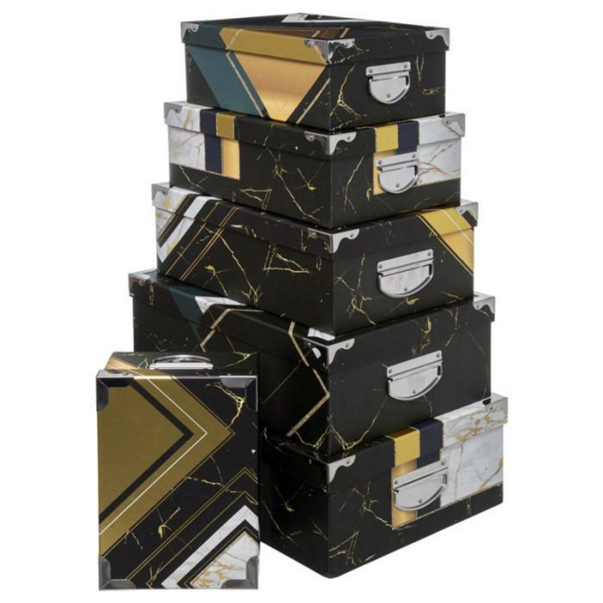 FEERIC LIGHT & CHRISTMAS Lot de 6 Boîtes Imprimées  Grand Hôtel  48cm Noir