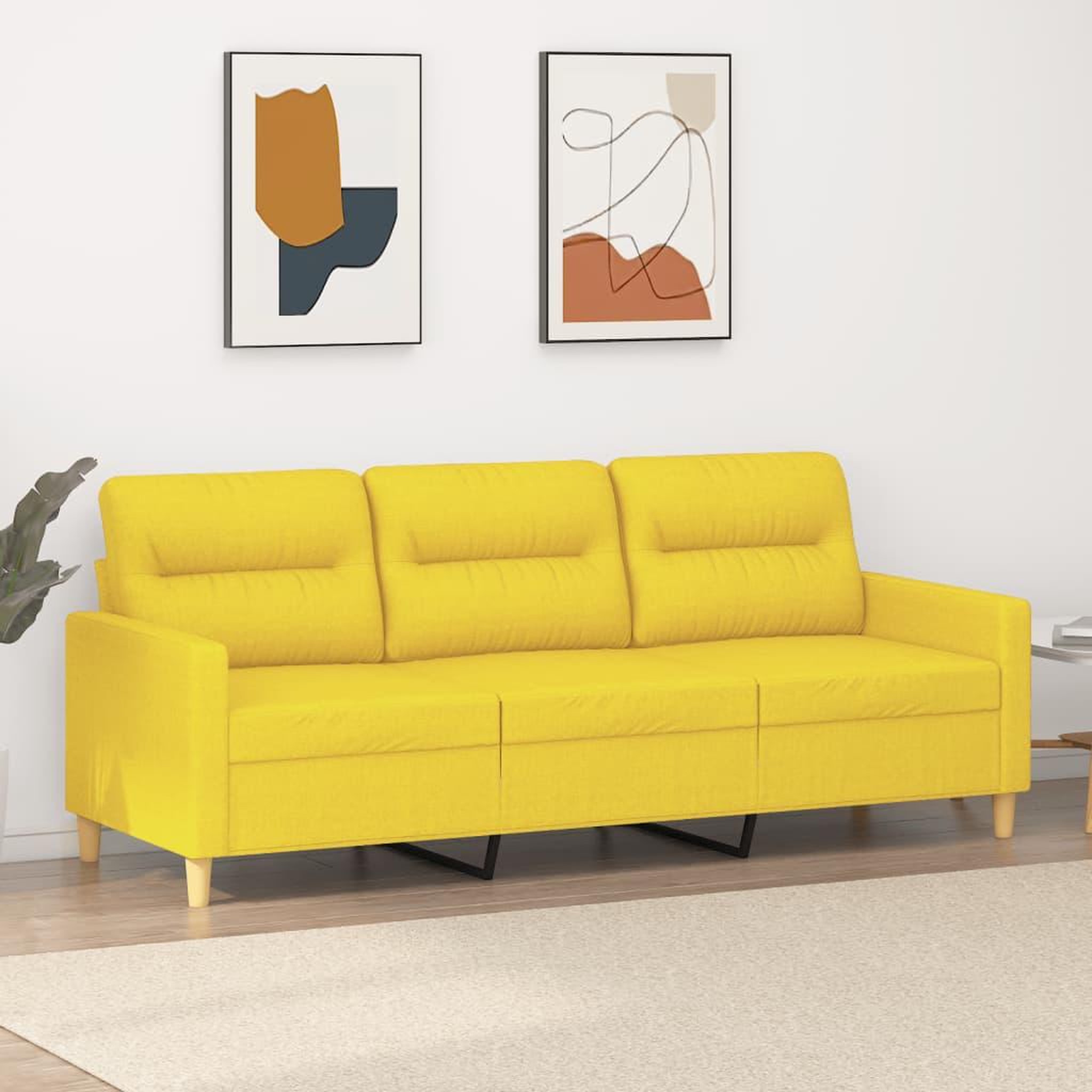 VIDAXL Canape a 3 places Jaune clair 180 cm Tissu
