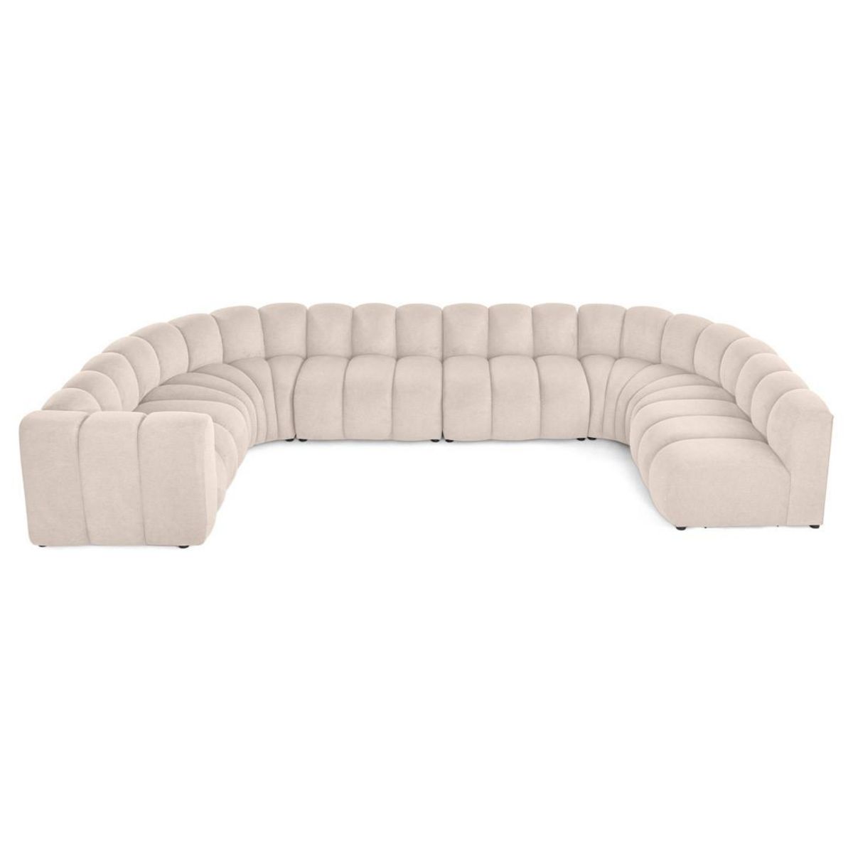 LISA DESIGN Debbie - canapé modulable panoramique d'angle droit 7 places en tissu texturé