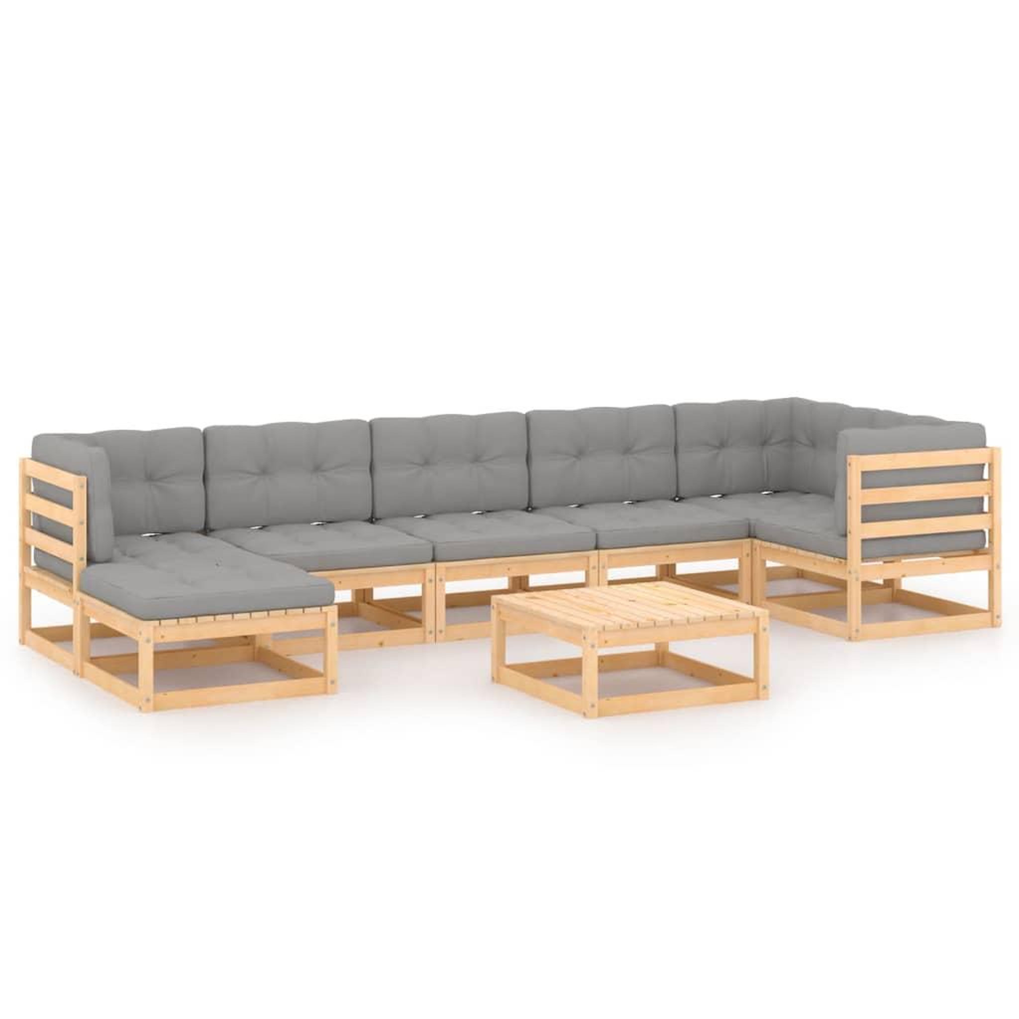 Voir la diapositive 2 : VIDAXL Salon de jardin 8 pcs avec coussins Bois de pin massif