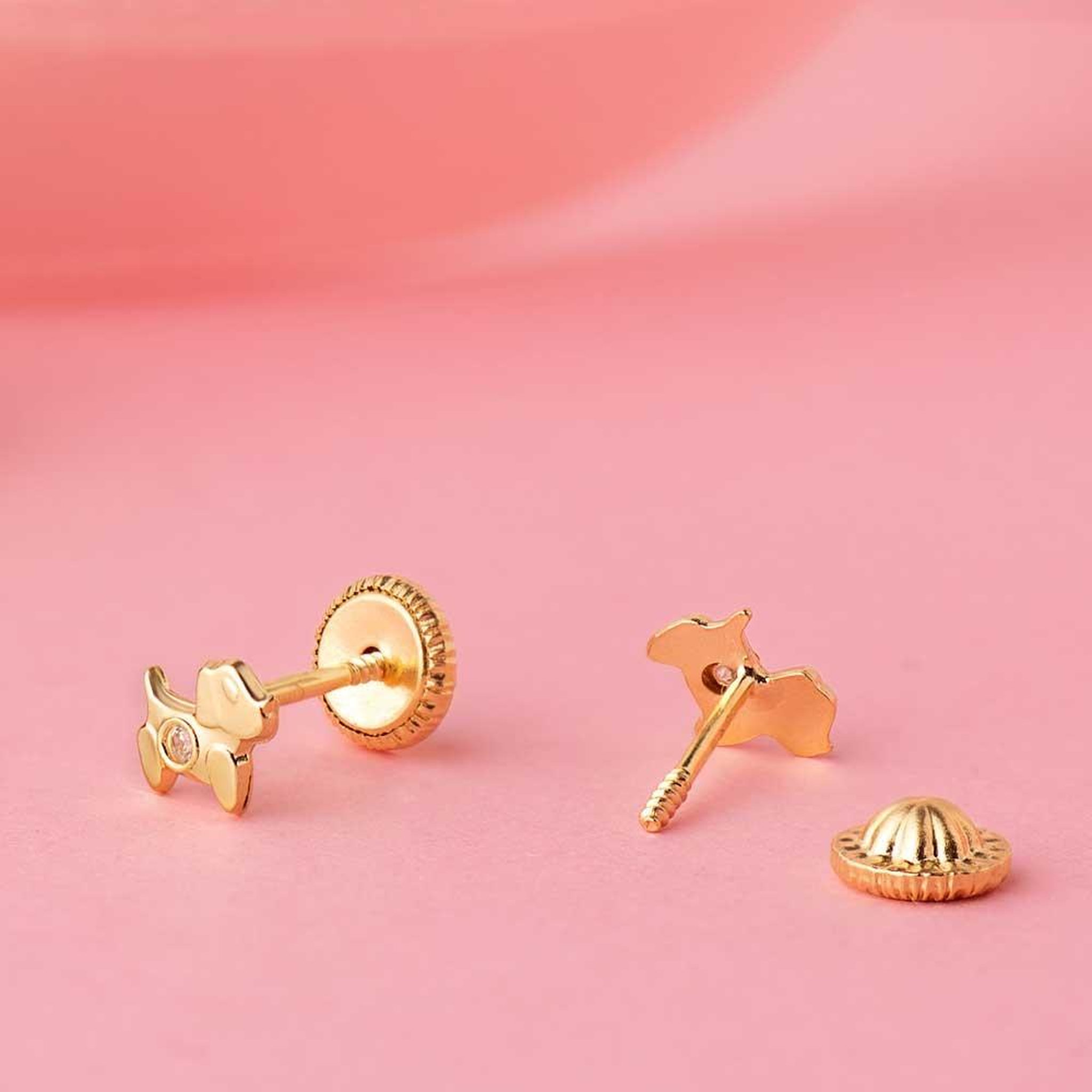 Voir la diapositive 2 : L'ATELIER D'AZUR Boucles d'Oreilles Or 18 Carats 750/000 Jaune Motif Chiens