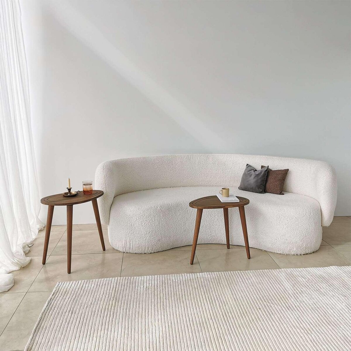 TOILINUX Lot de 2 Tables d'appoint Théodore en bois massif