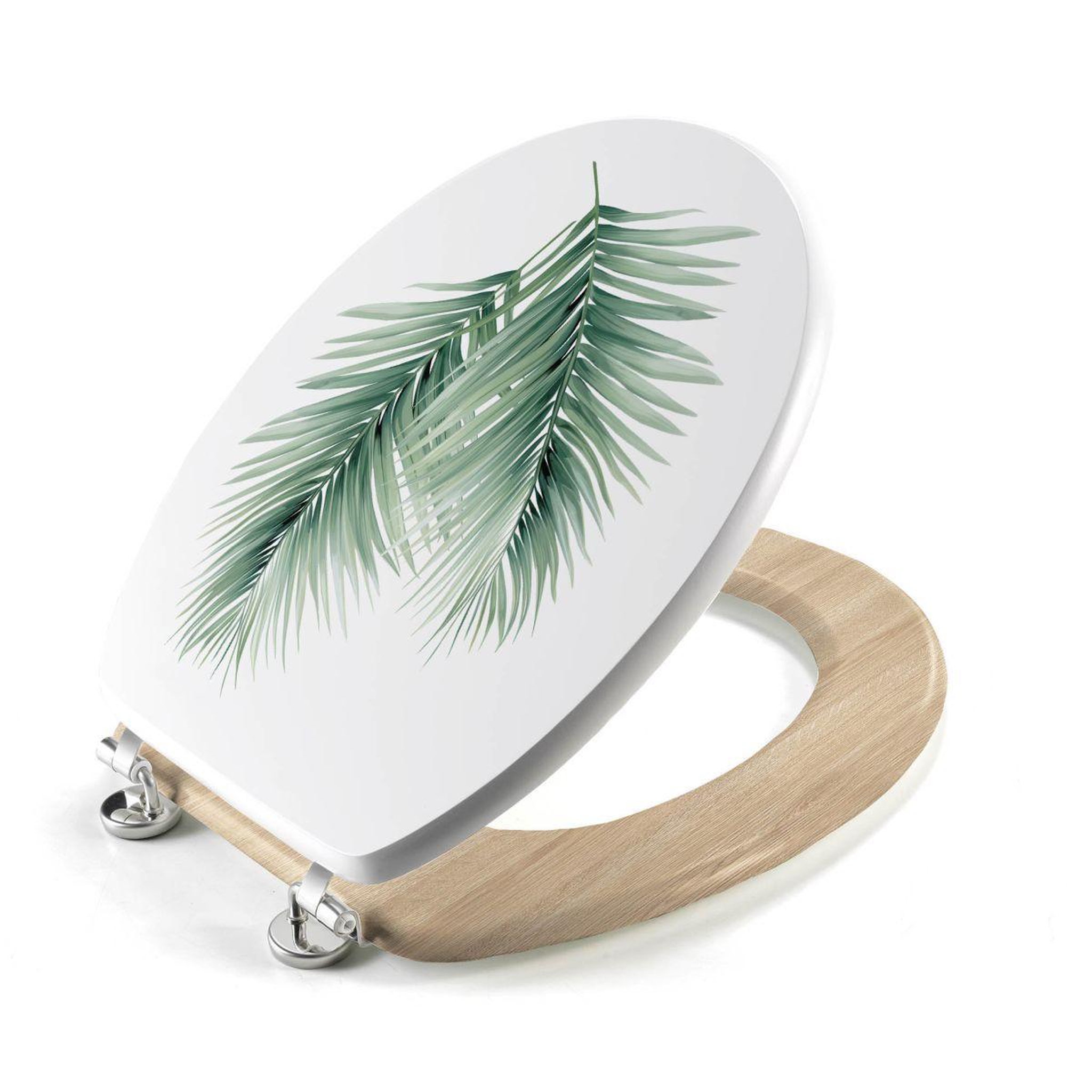 Voir la diapositive 2 : Douceur d'Intérieur Abattant wc déco  havane  46cm blanc