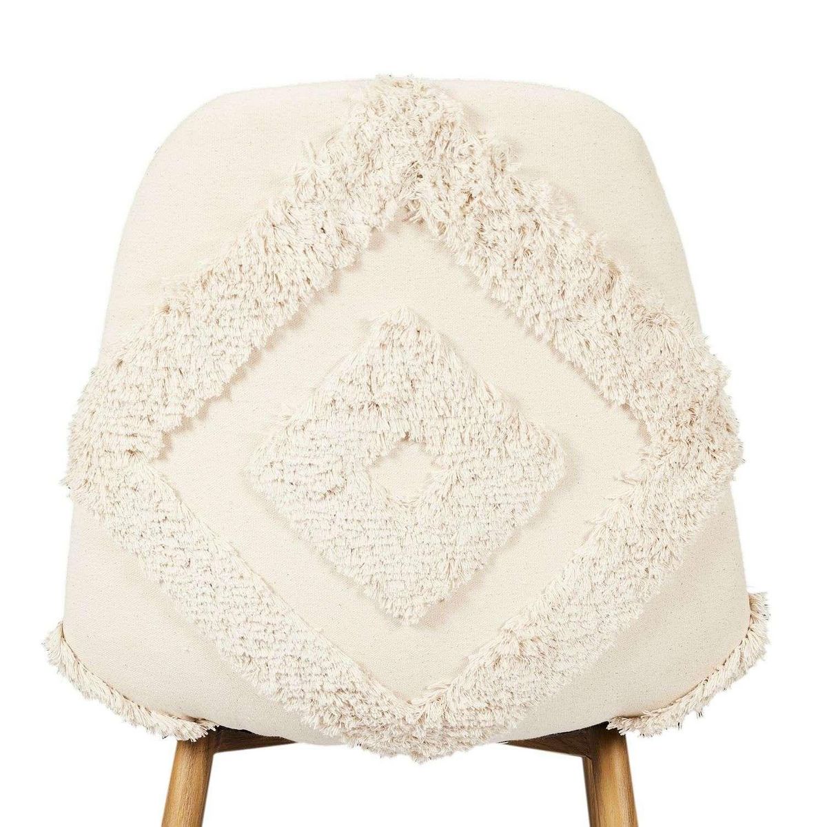 The Home Deco Factory Chaise Faro tissu et pieds métal imitation bois - Beige