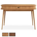 IDIMEX Bureau JARI avec rangement porte coulissante, en bois massif. Coloris disponibles : Marron