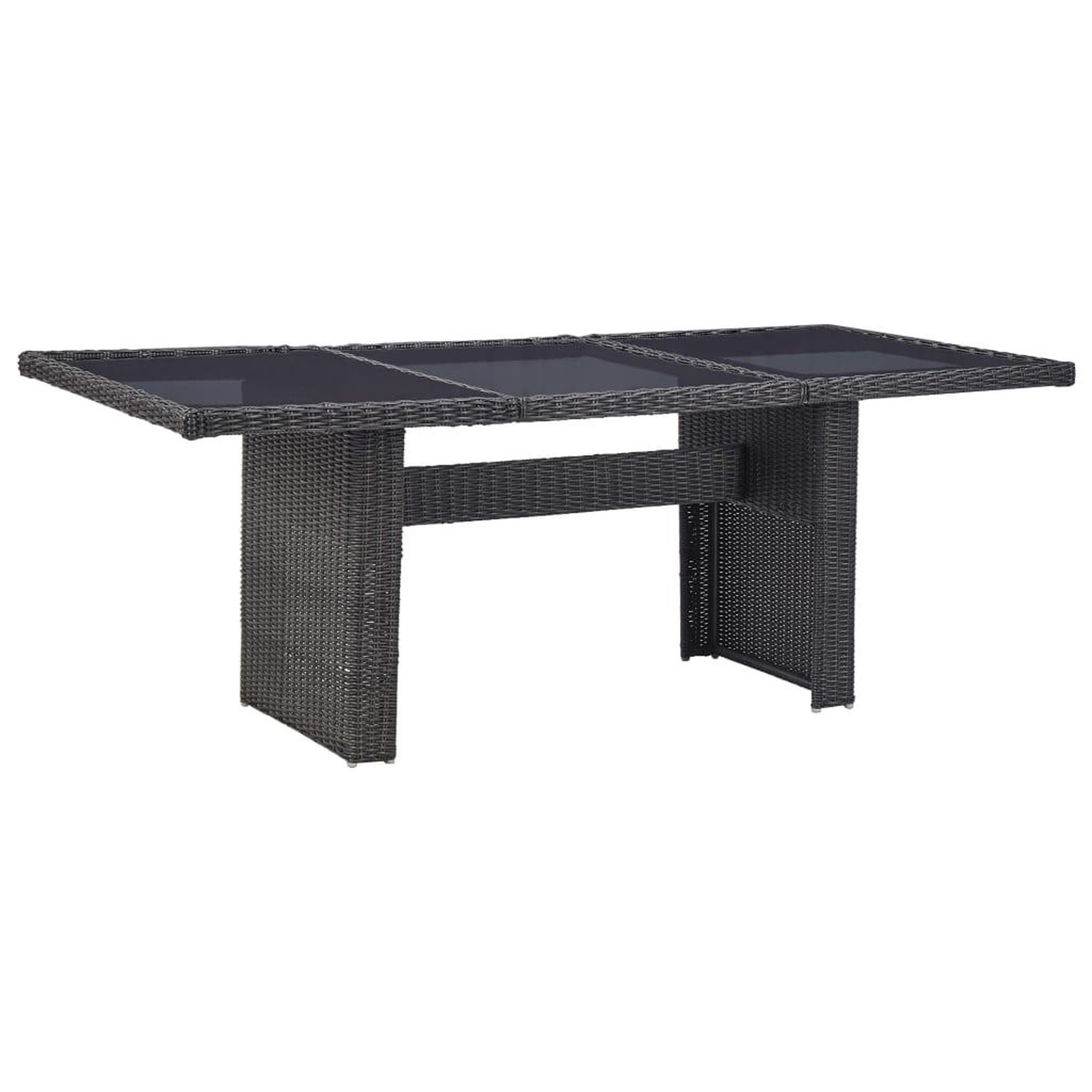 Voir la diapositive 1 : VIDAXL Table a manger Noir 200x100x74 cm Verre et resine tressee