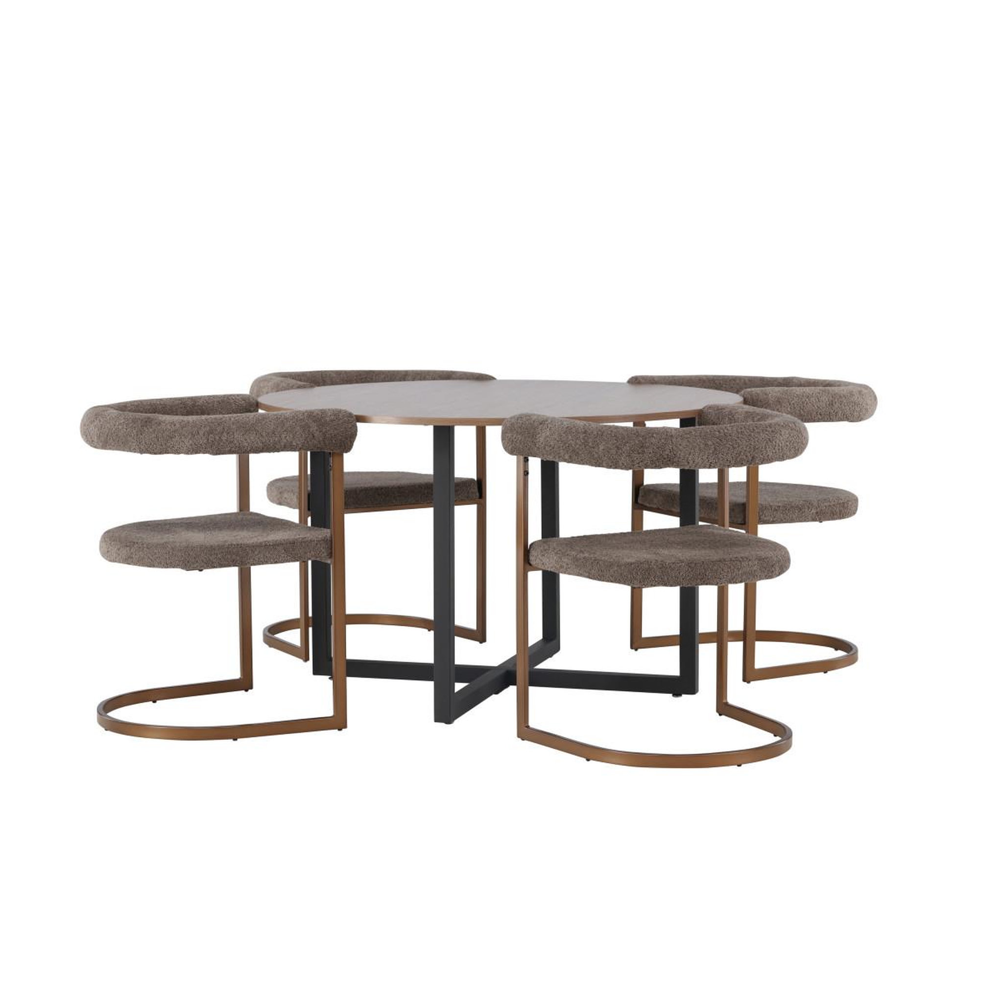 Voir la diapositive 3 : Paris Prix Ensemble table à manger & 4 chaises  durango & morning  120cm noyer & marron