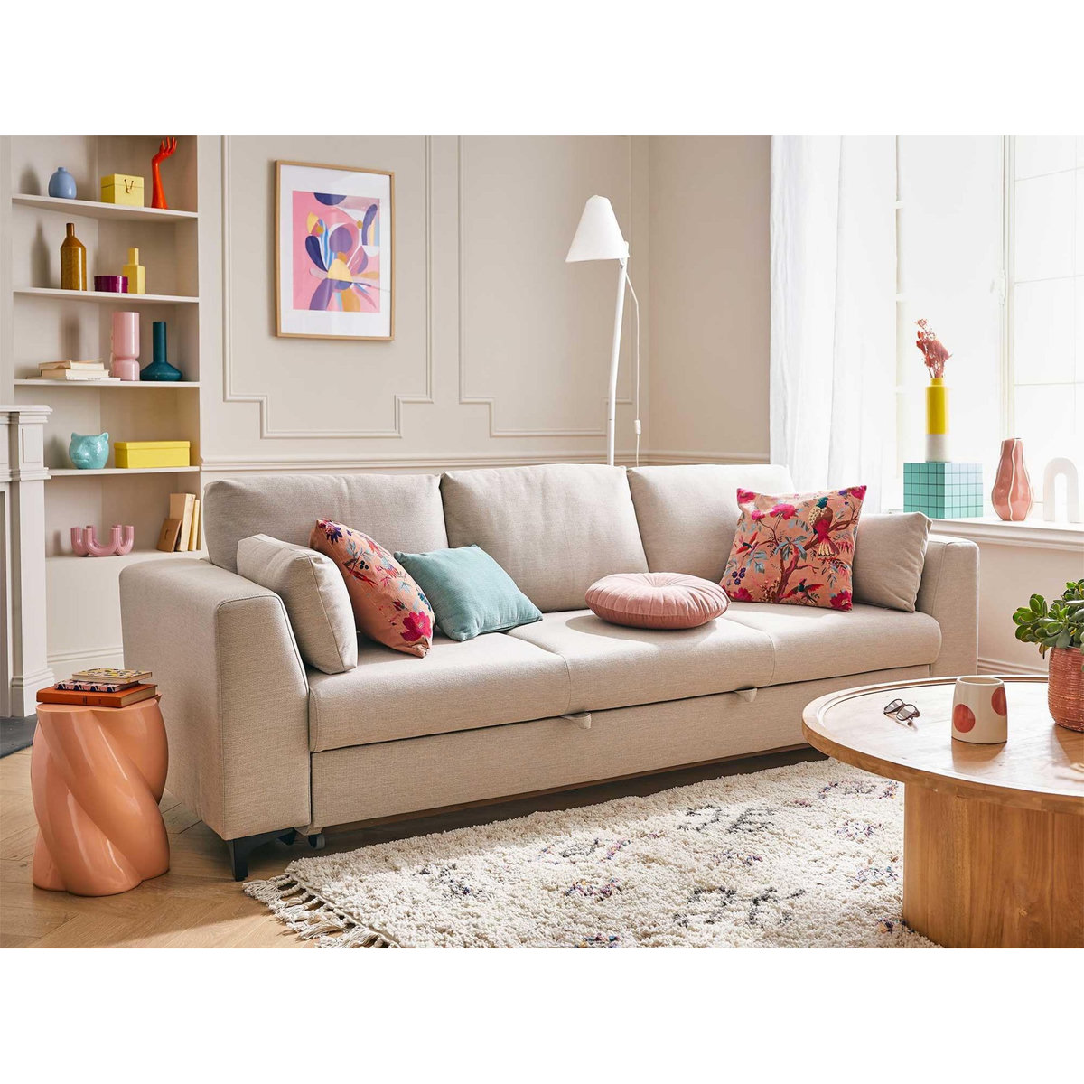 LISA DESIGN Tala - canapé 3 places - convertible - en tissu