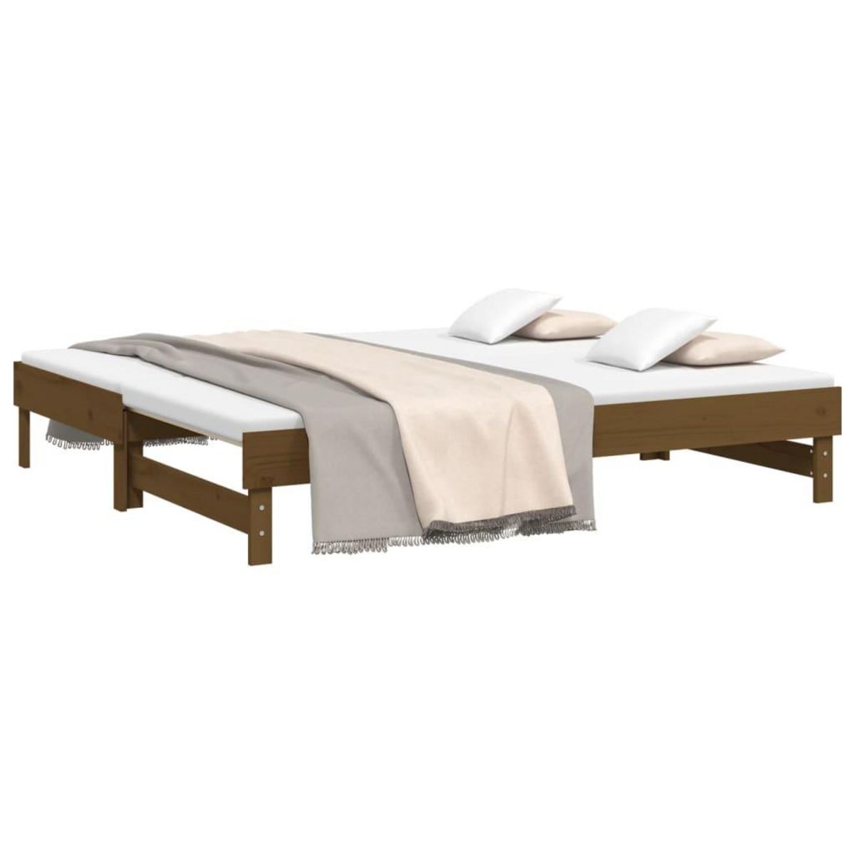 VIDAXL Lit coulissant sans matelas marron miel 2x(75x190) cm