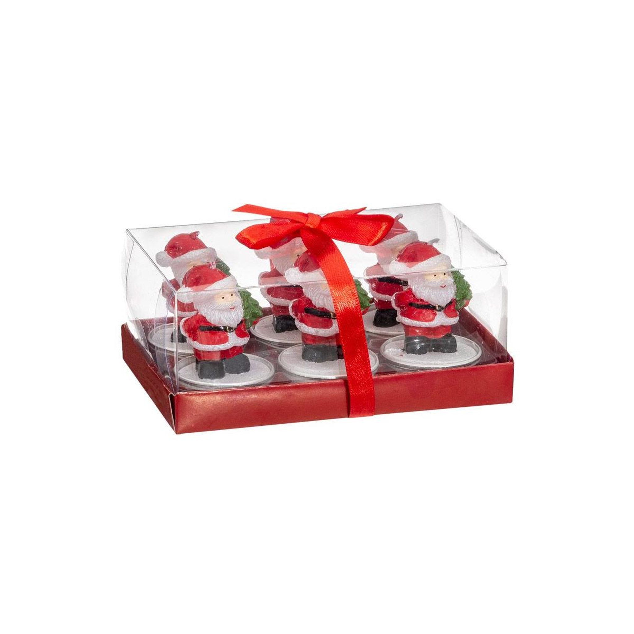 Voir la diapositive 2 : FEERIC LIGHT & CHRISTMAS Lot de 6 bougies déco  père noël  6cm rouge & blanc
