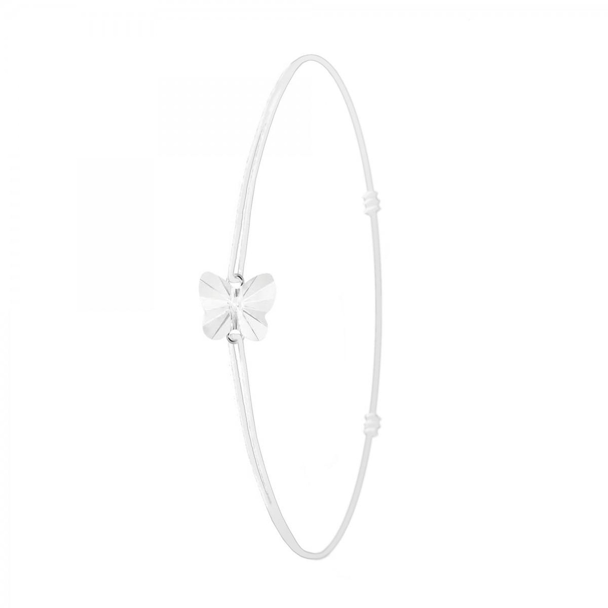 SC CRYSTAL Bracelet blanc et papillon SC Crystal orné de Cristaux scintillants