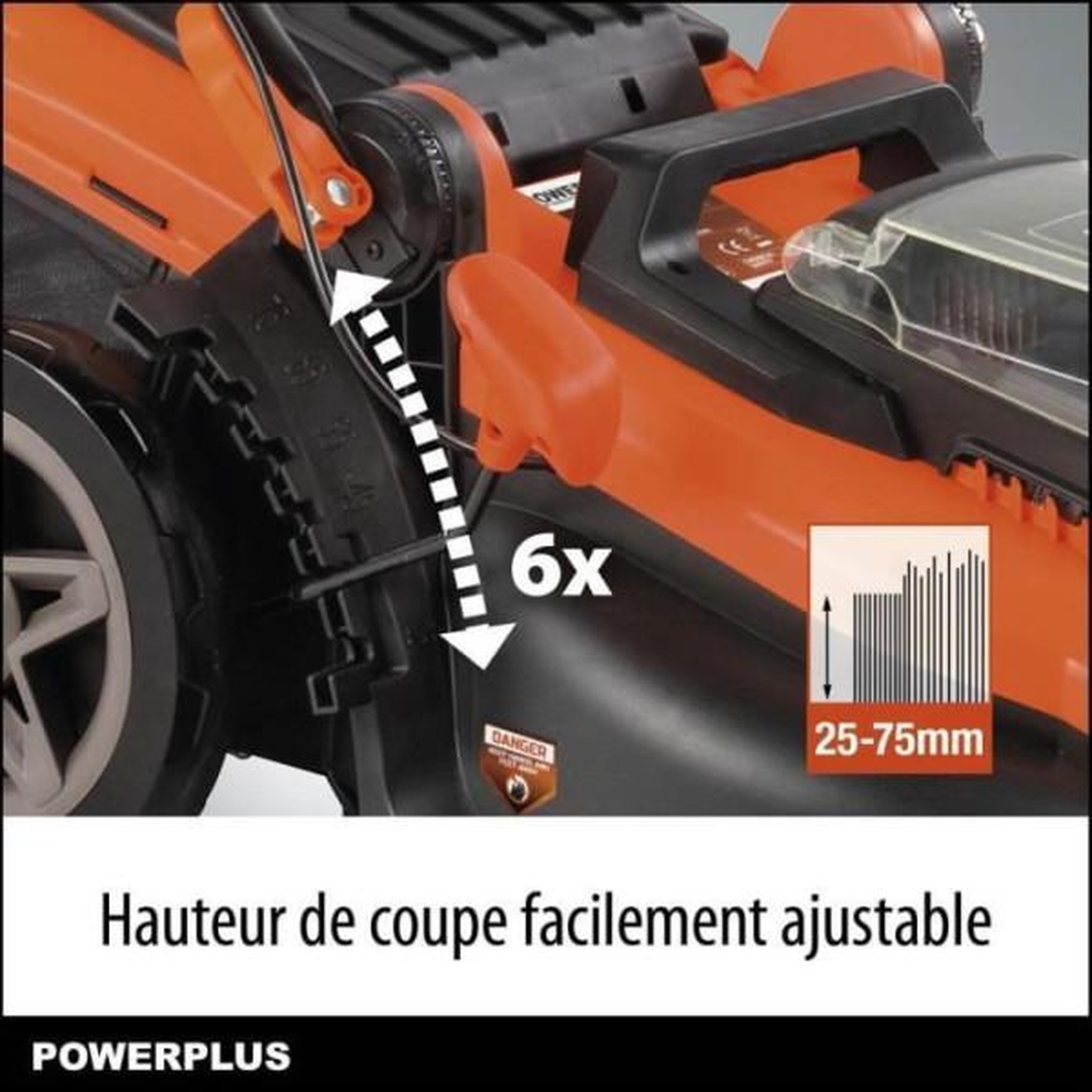 Voir la diapositive 3 : MARKET24 Tondeuse a Gazon   a Gazon sur Batterie 40V Dual Power POWDPGLWS2 - 420mm Ø, Sac de Collecte 50L