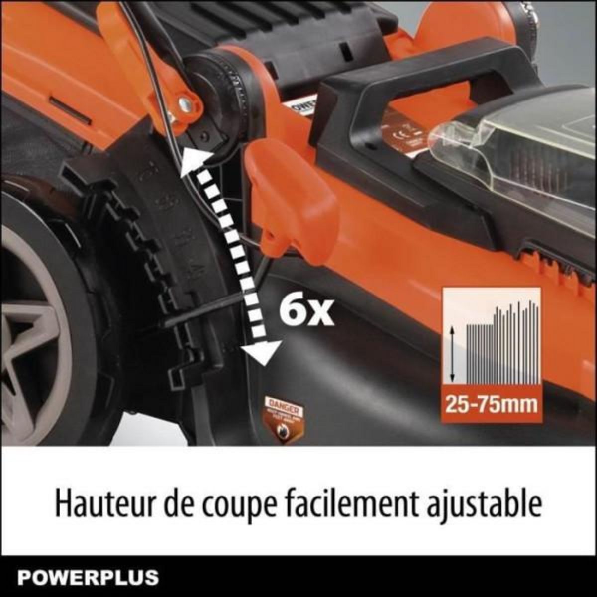 MARKET24 Tondeuse a Gazon   a Gazon sur Batterie 40V Dual Power POWDPGLWS2 - 420mm Ø, Sac de Collecte 50L