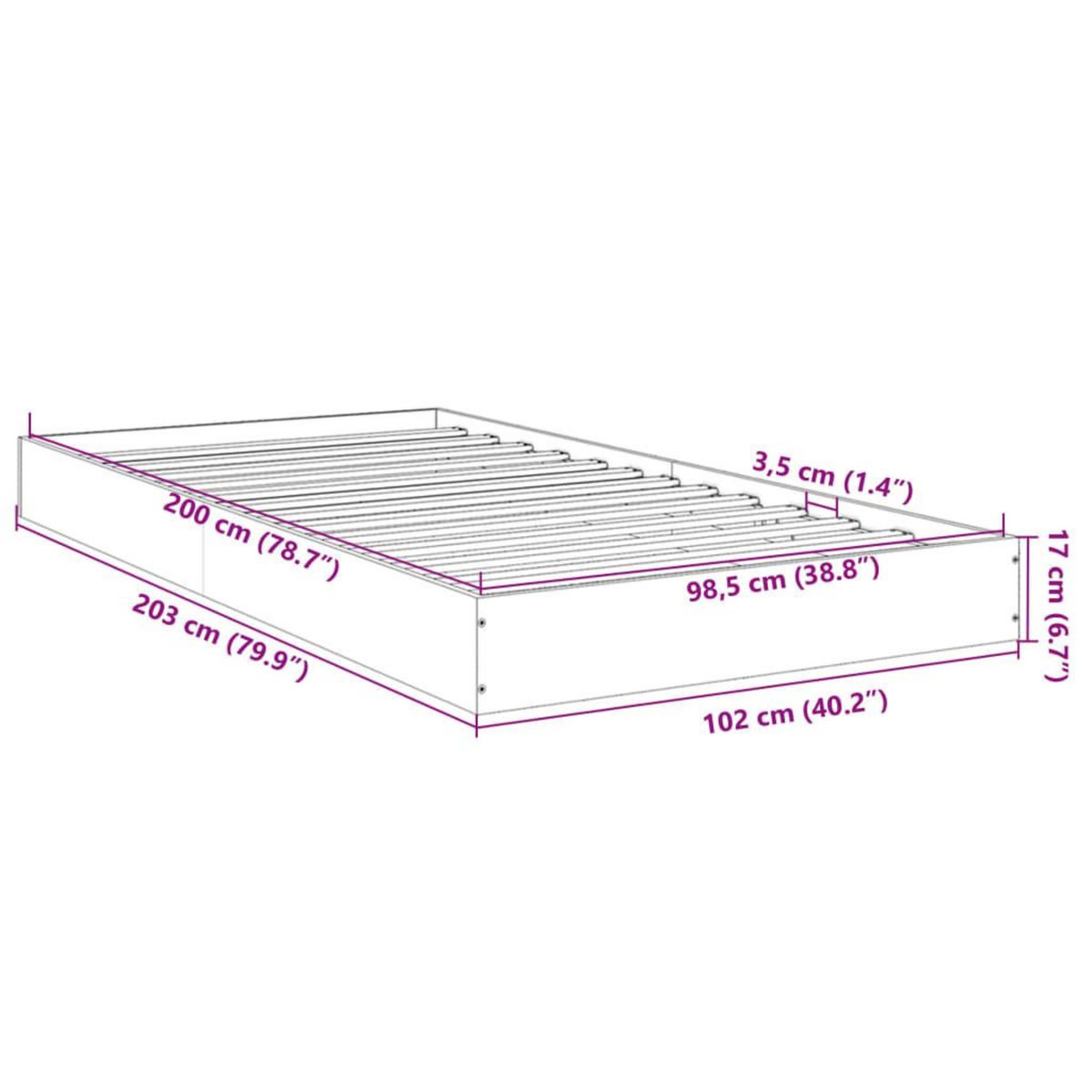 VIDAXL Cadre de lit sans matelas chene sonoma 100x200 cm
