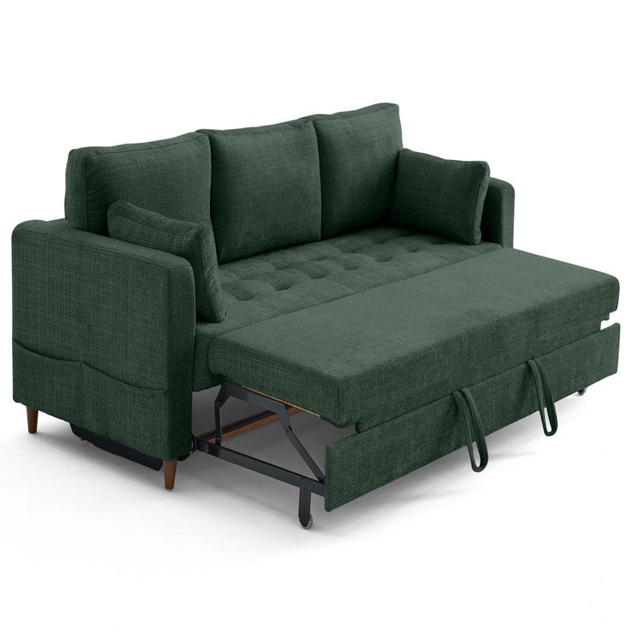 Voir la diapositive 2 : LISA DESIGN Anna - canapé droit 3 places convertible avec poche en velours texturé