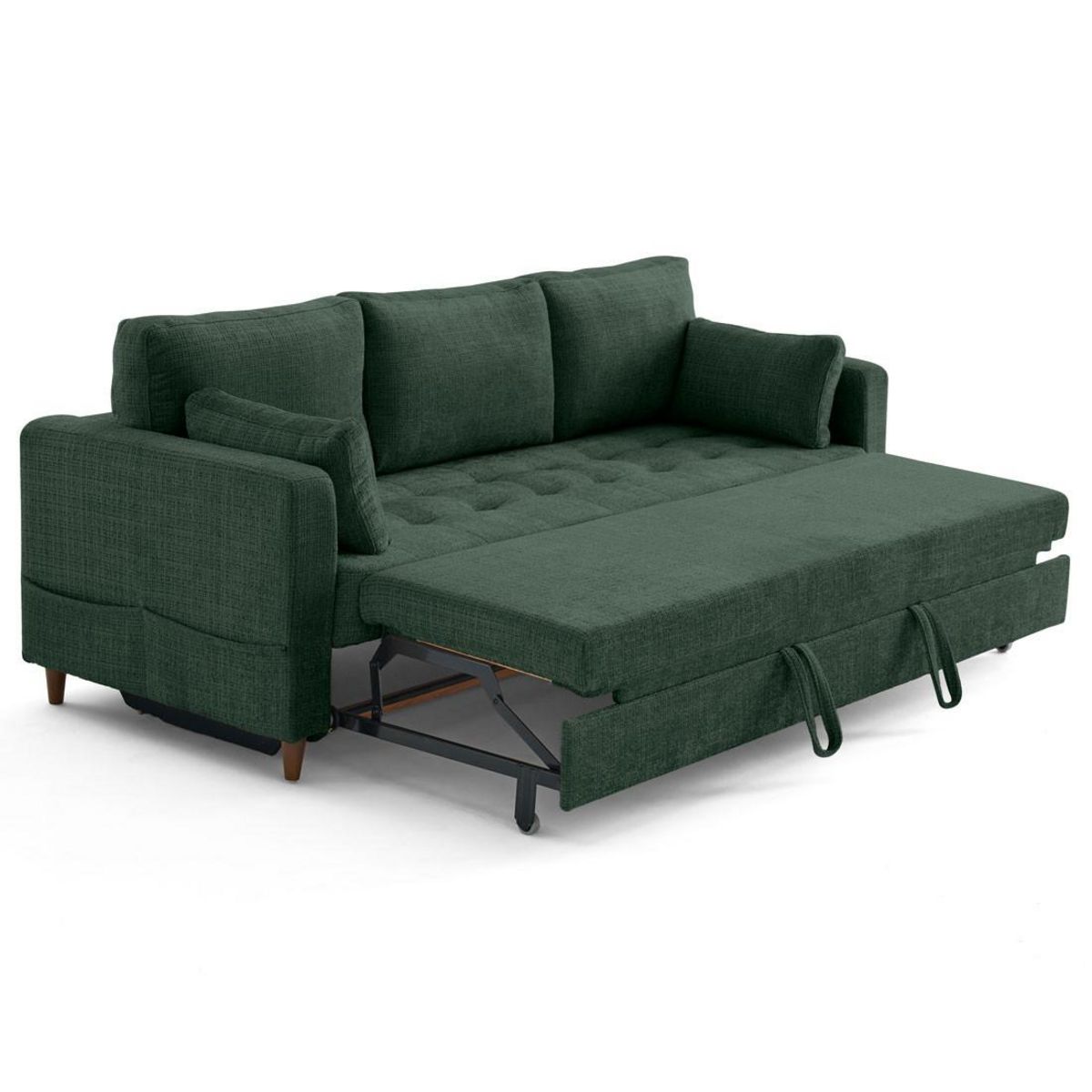 LISA DESIGN Anna - canapé droit 3 places convertible avec poche en velours texturé