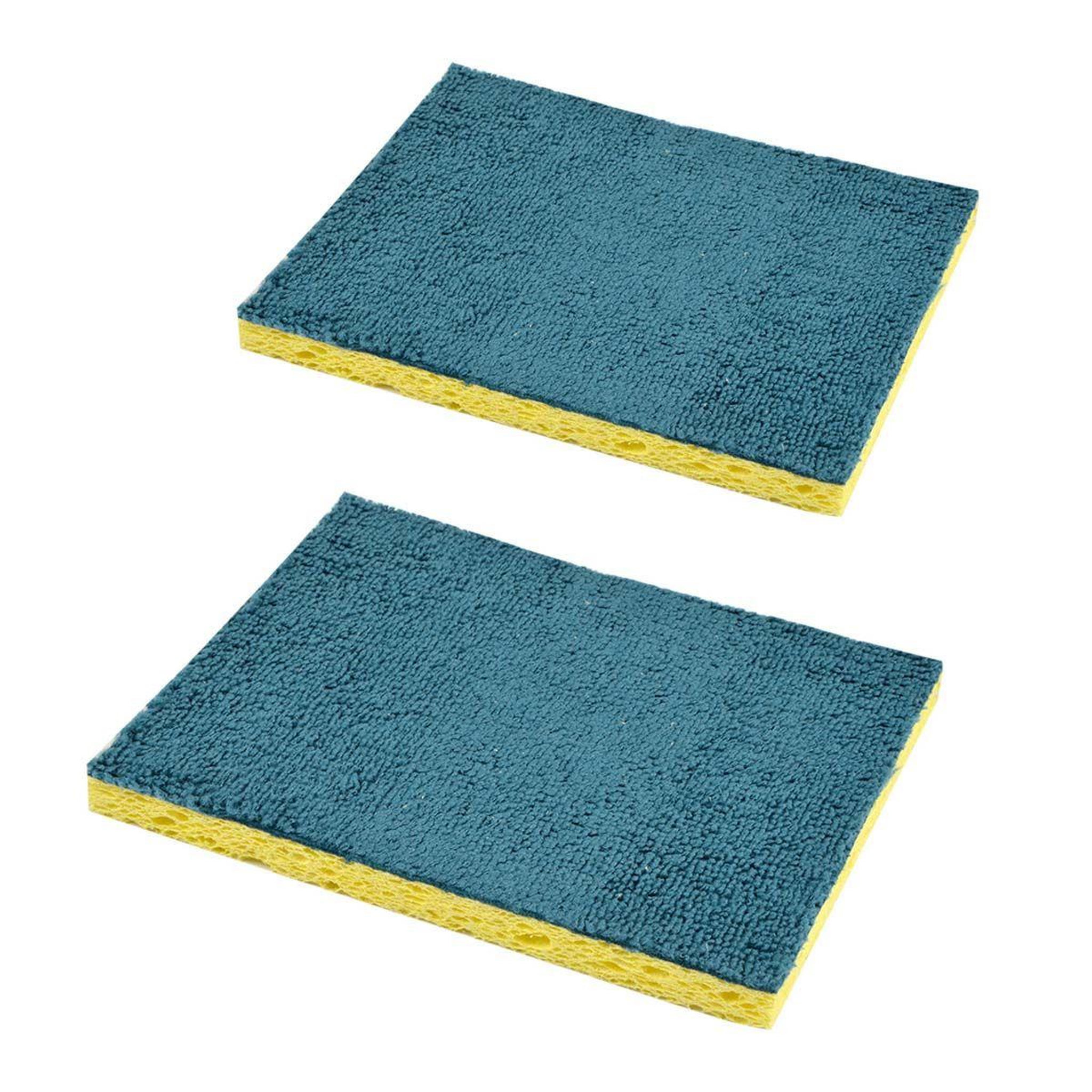 Voir la diapositive 1 : HOMEA Lot de 2 éponges microfibre  végétale  15cm bleu
