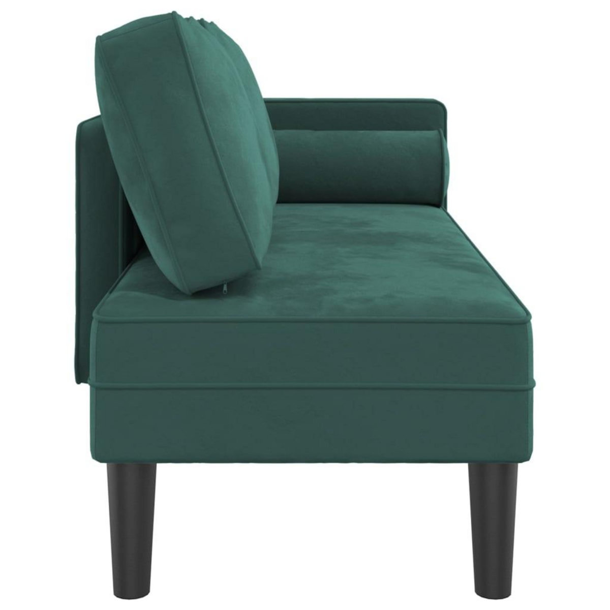 VIDAXL Chaise longue avec coussins vert fonce velours