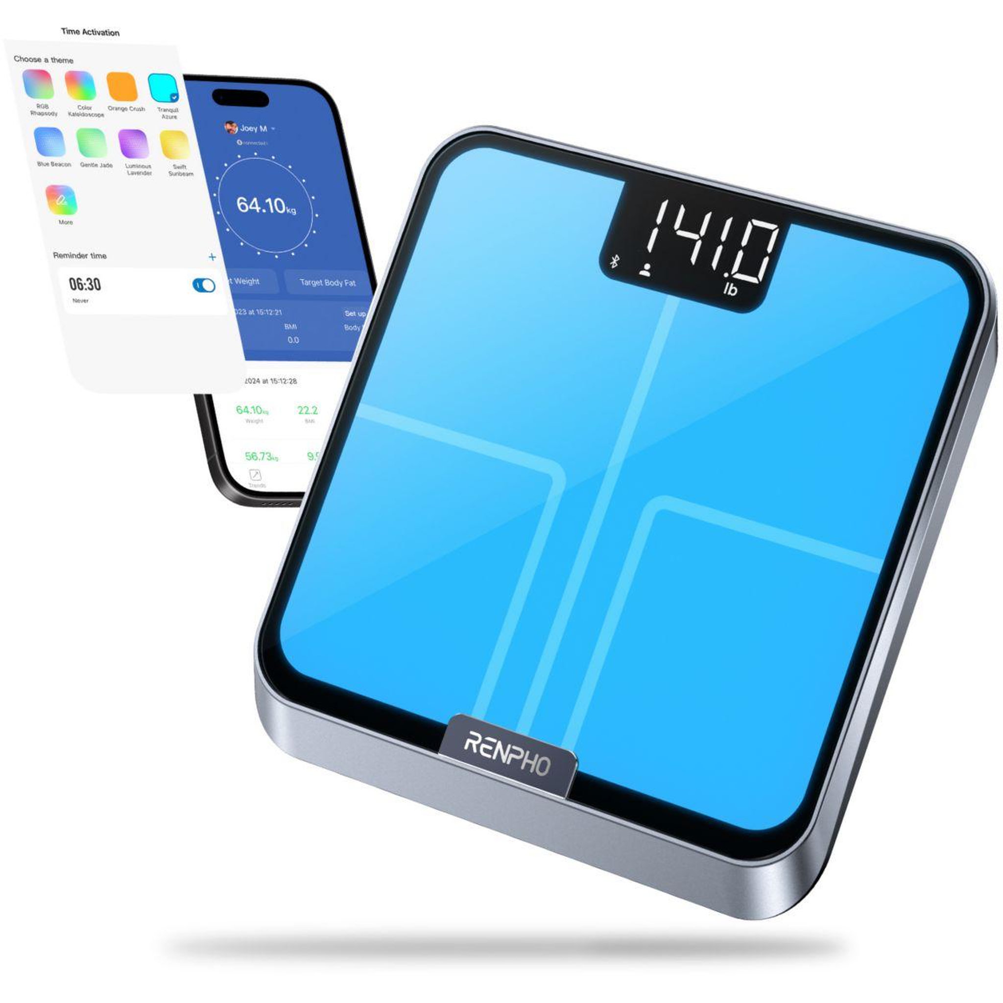 Voir la diapositive 2 : RENPHO Pèse personne connecté elis chroma a017 - impédancemètre intelligent, éclairage led, 13 données corporelles - rechargeable
