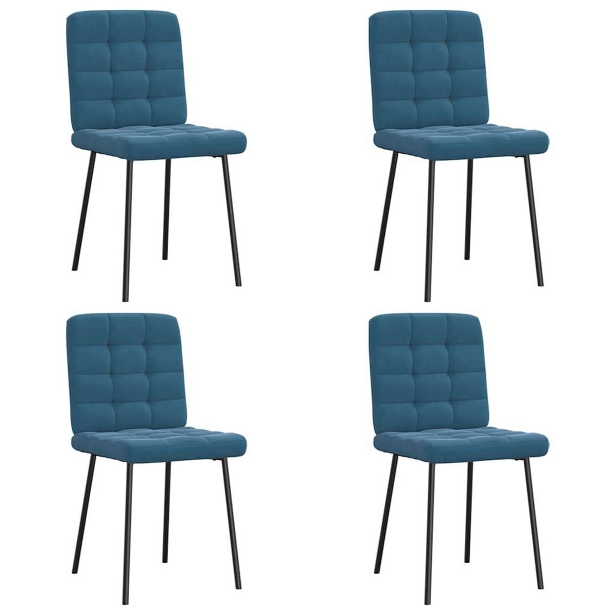 VIDAXL Chaises a manger lot de 4 Bleu Velours