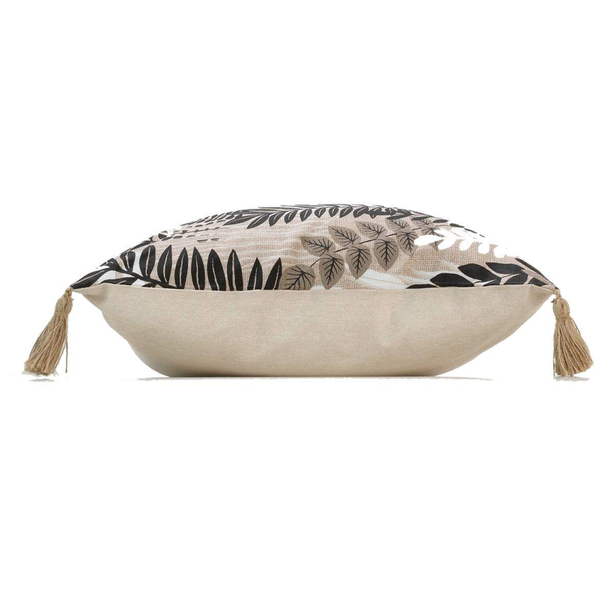 Voir la diapositive 2 : Douceur d'Intérieur Coussin déco imprimé  feuillane  45x45cm naturel