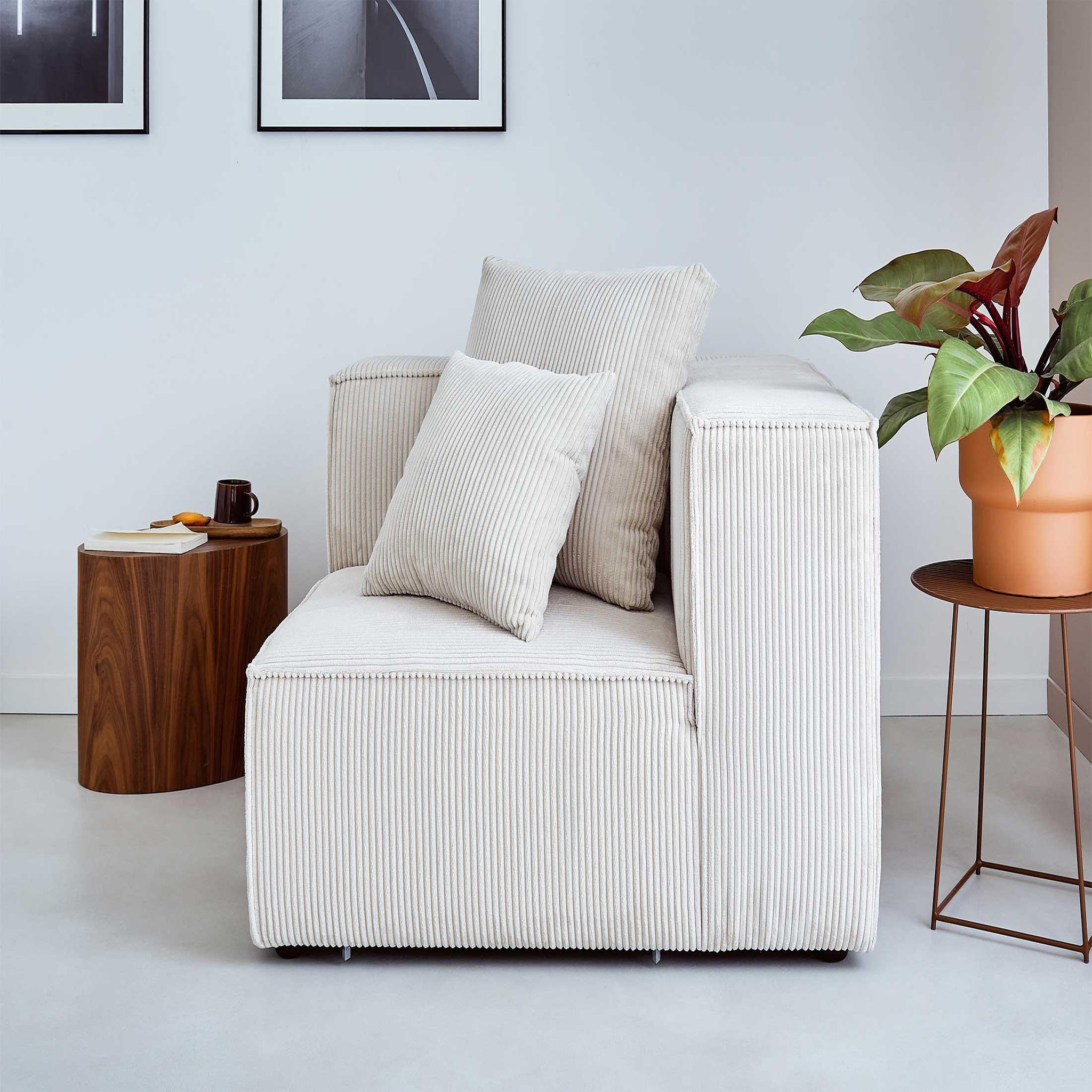 Voir la diapositive 2 : LISA DESIGN Colombine - module d'assise d'angle réversible - en velours côtelé