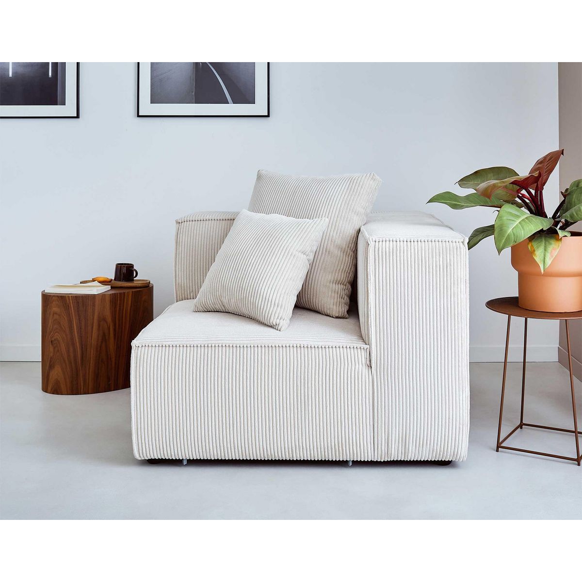 LISA DESIGN Colombine - module d'assise d'angle réversible - en velours côtelé