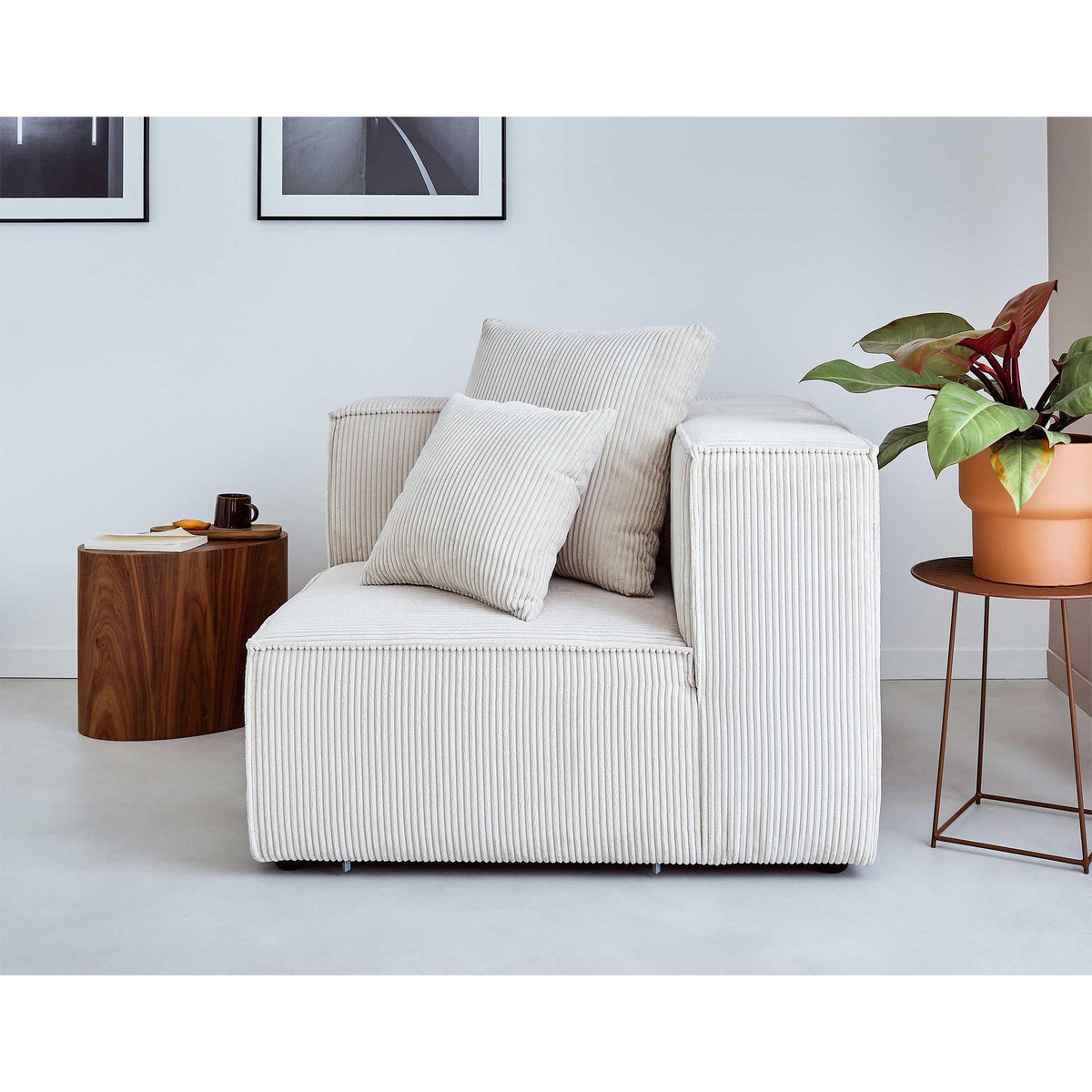 LISA DESIGN Colombine - module d'assise d'angle réversible - en velours côtelé