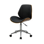 Rendez vous déco Chaise de bureau pivotante en bois en PU noir-Archie