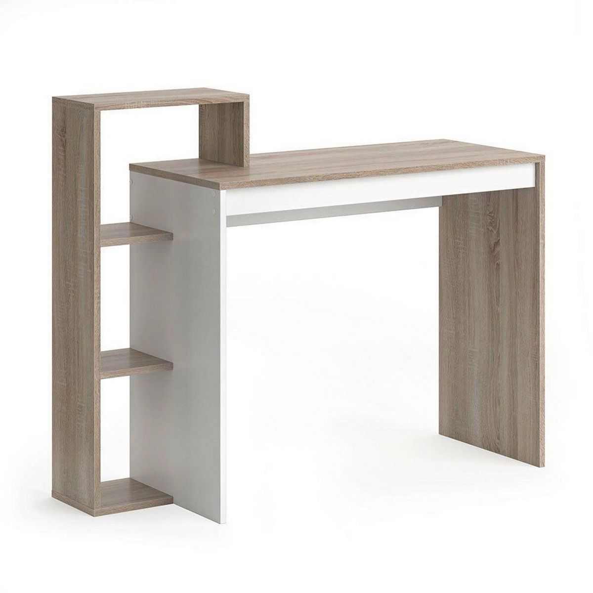 TOILINUX Bureau au design scandinave Isidor - L. 110 x H. 91 cm - Couleur bois et blanc