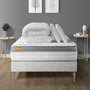 Voir la diapositive 1 : SEPTNUITS Pack matelas + sommier kit blanc Memo Zen Mousse à mémoire de forme MAXI épaisseur + Couette + 2 oreillers