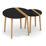 TOILINUX Duo de tables gigogne Relief. Coloris disponibles : Blanc, Noir