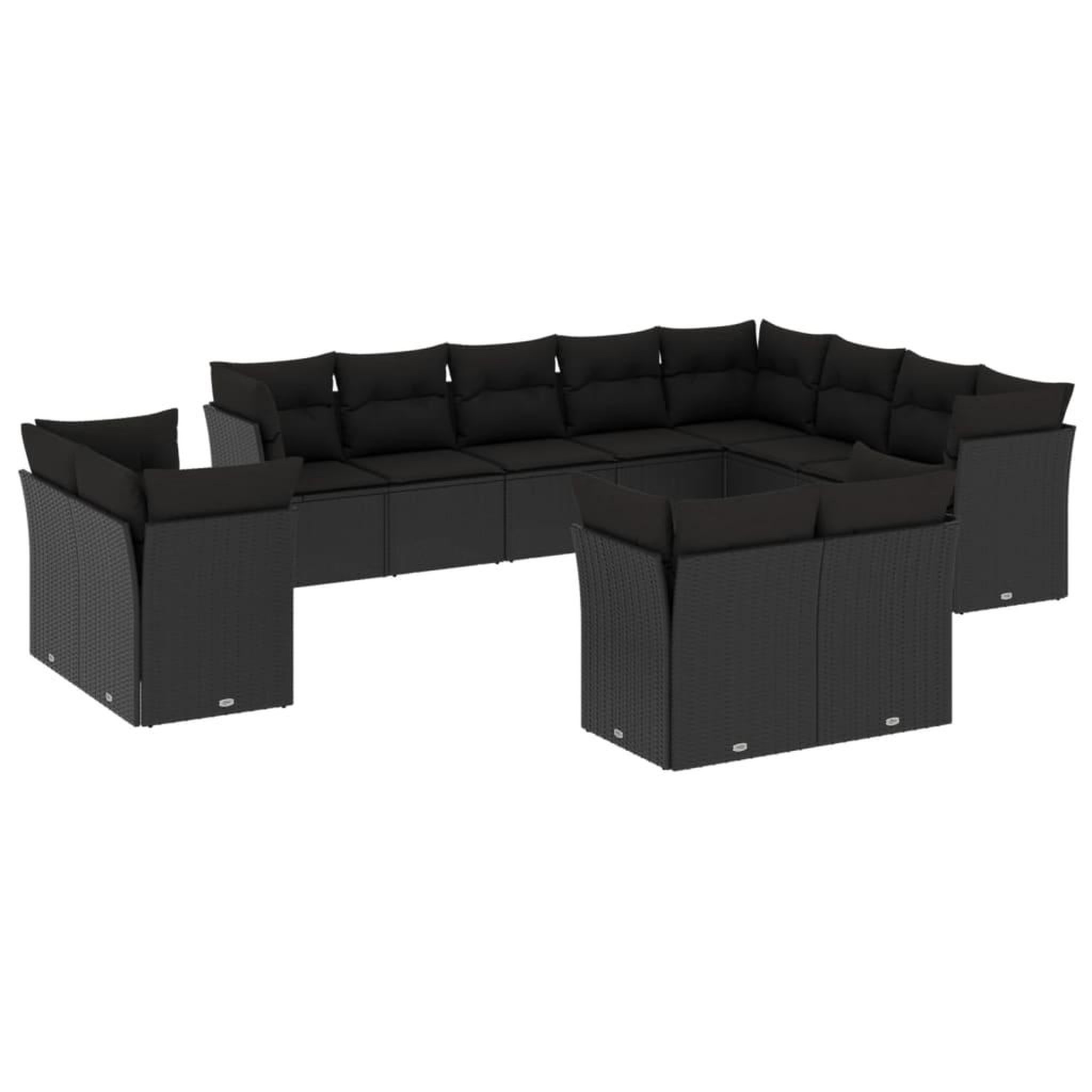 Voir la diapositive 2 : VIDAXL Salon de jardin 12 pcs avec coussins noir resine tressee