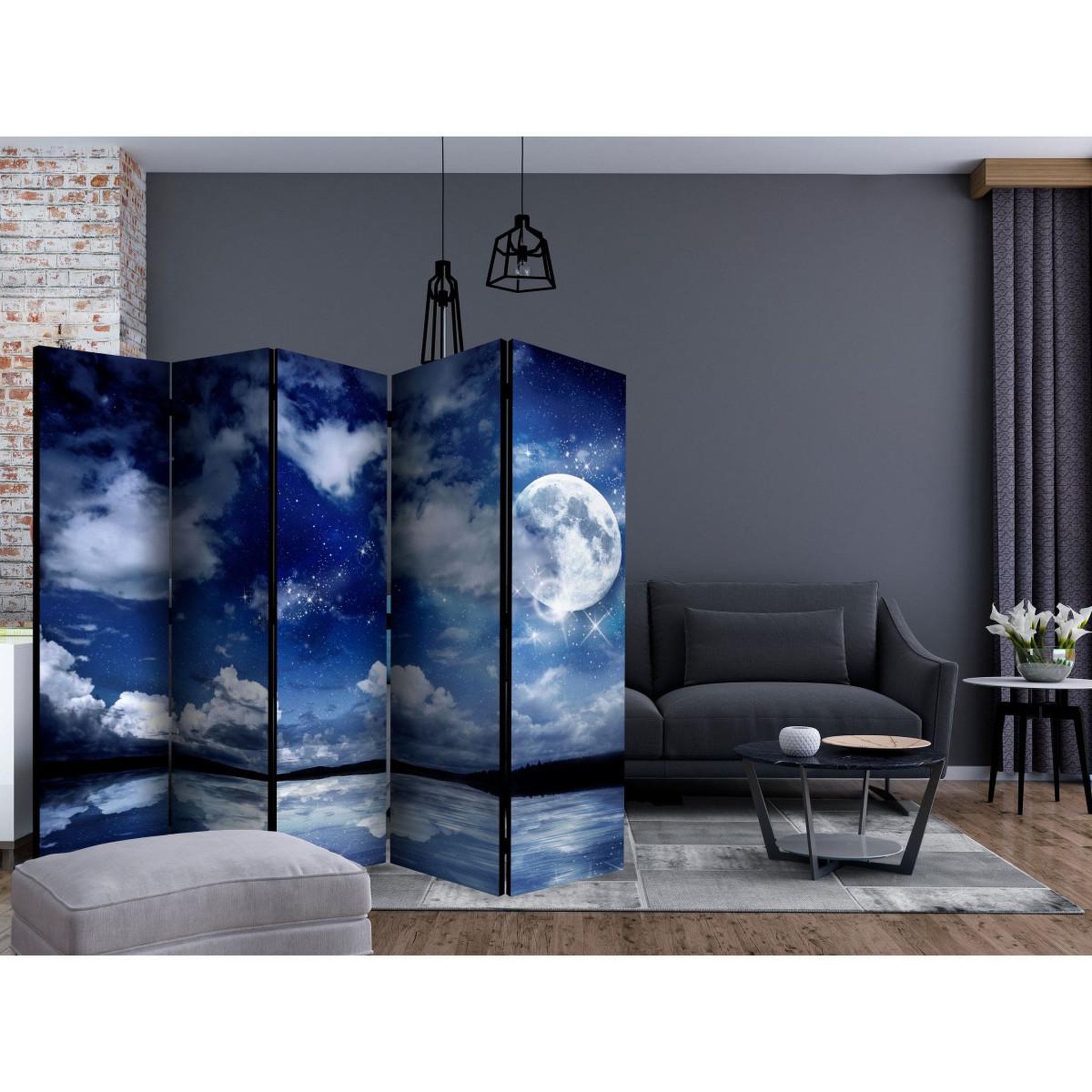 Voir la diapositive 2 : Paris Prix Paravent 5 volets  magic night  172x225cm