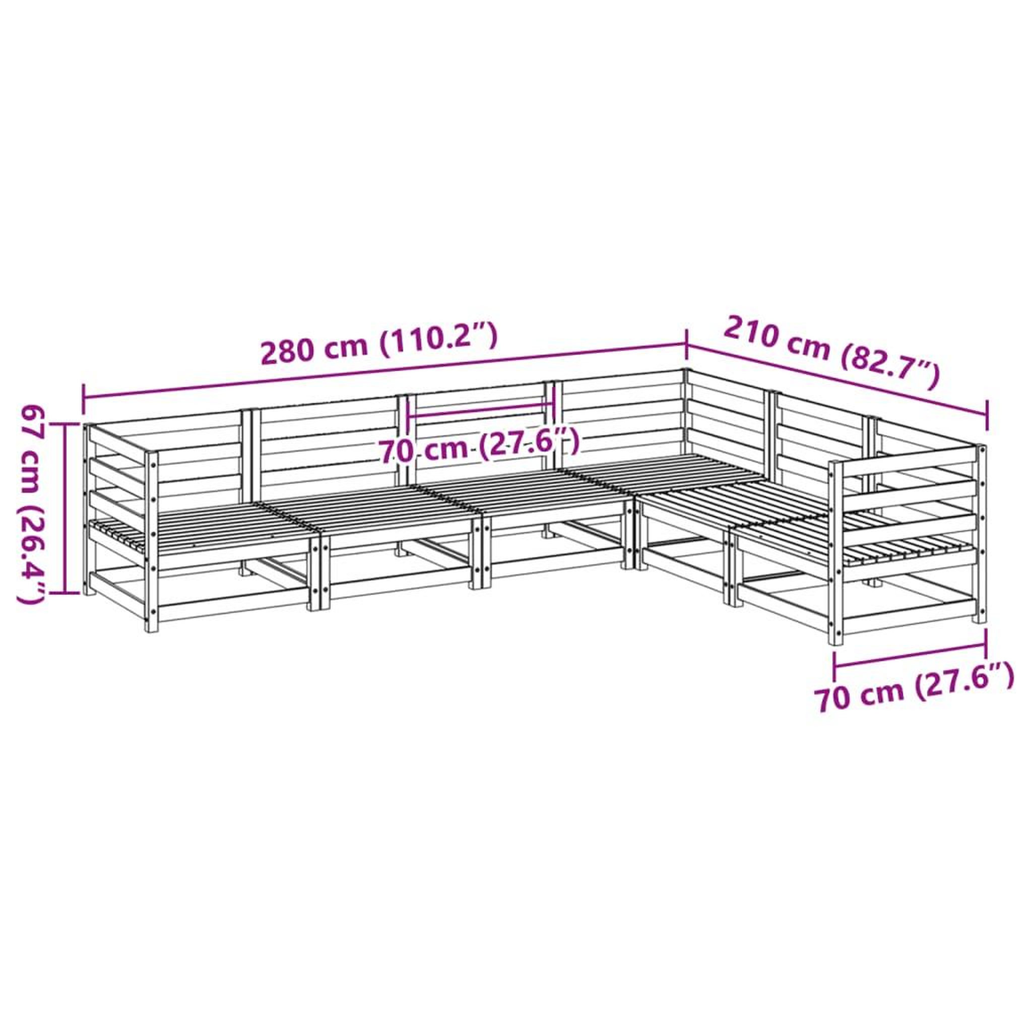 Voir la diapositive 6 : VIDAXL Salon de jardin 6 pcs bois massif sapin de douglas