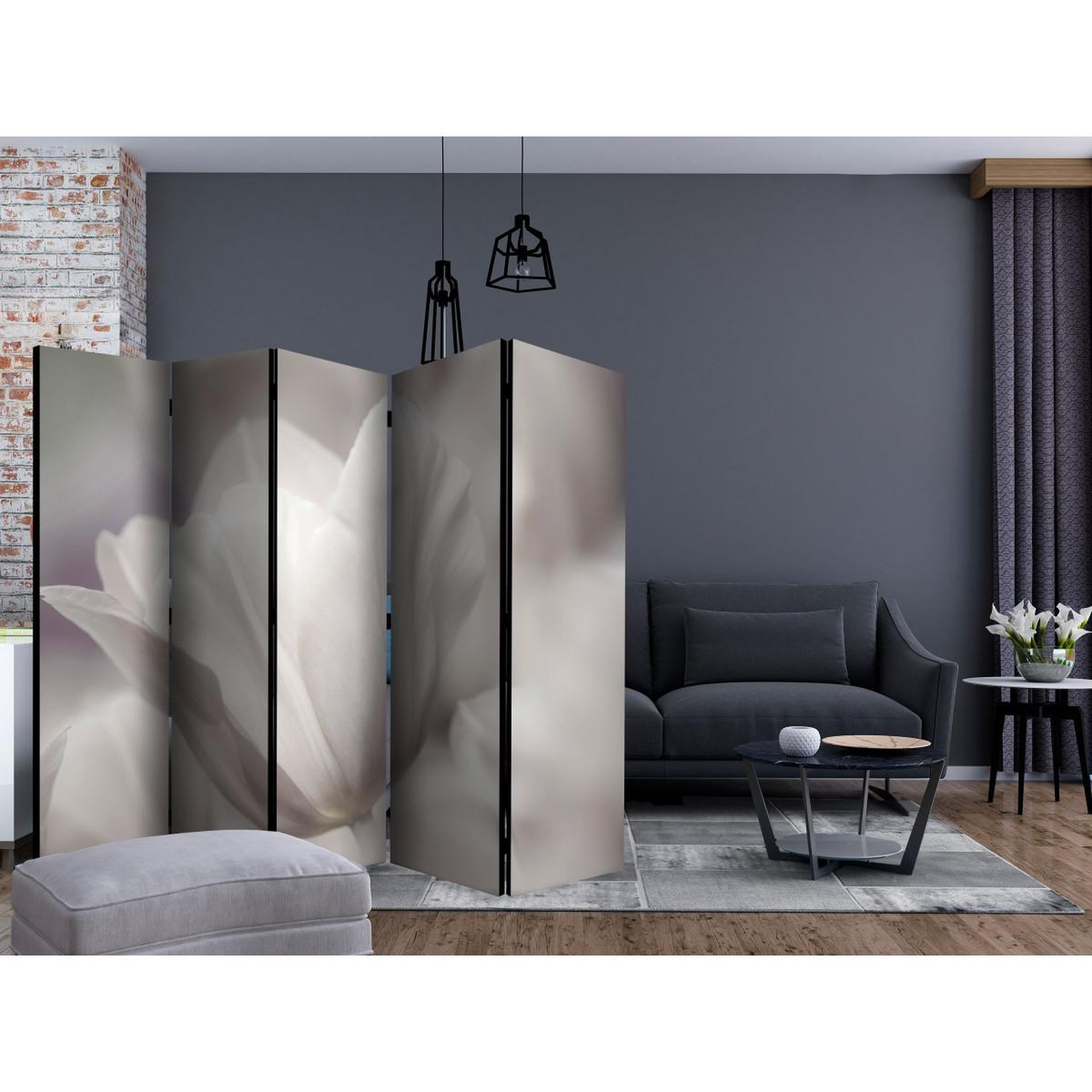Voir la diapositive 2 : Paris Prix Paravent 5 volets  tulip black & white photo  172x225cm