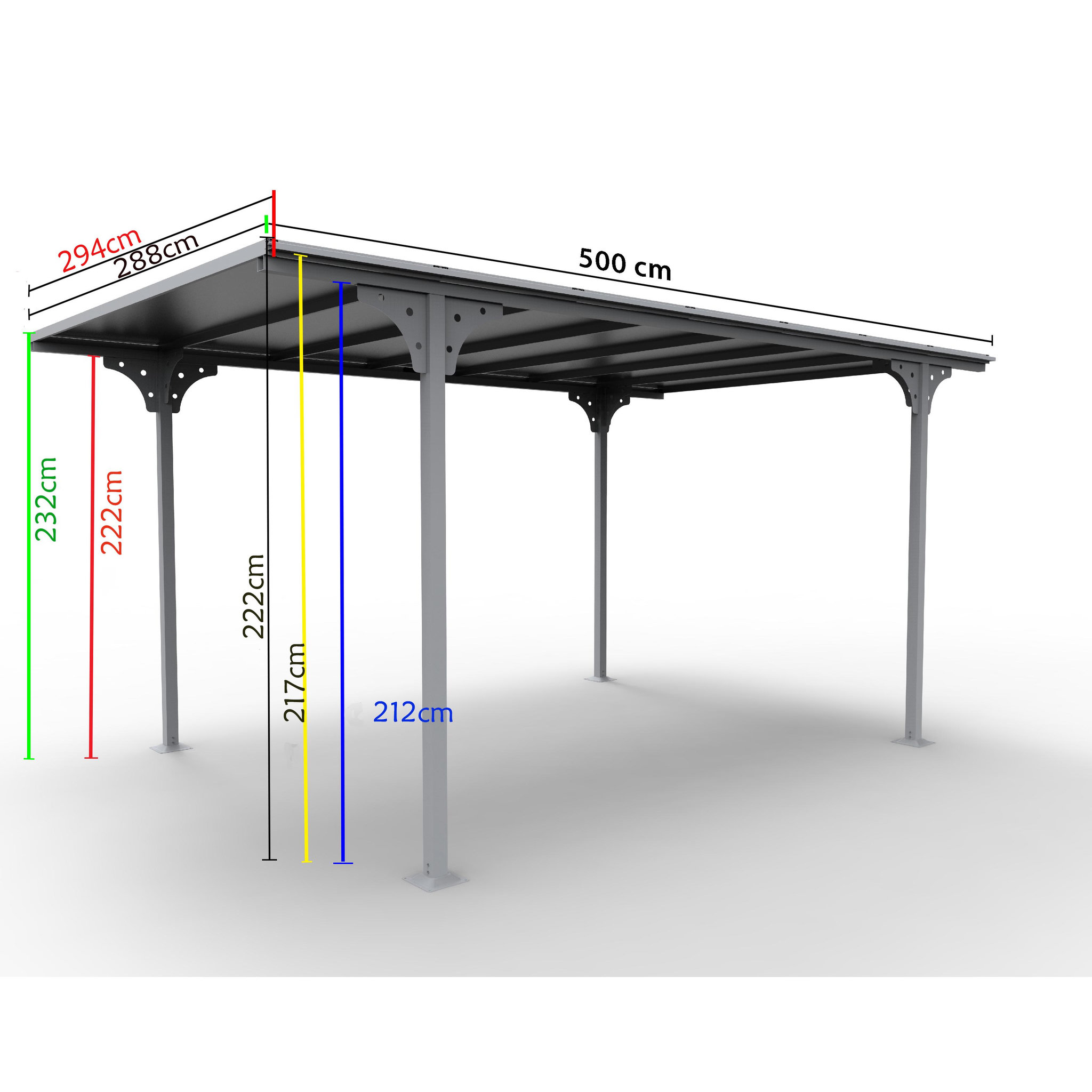 Voir la diapositive 3 : Carport Aluminium - Toit plat - Anthracite - 14,7 m² - SOMERSET