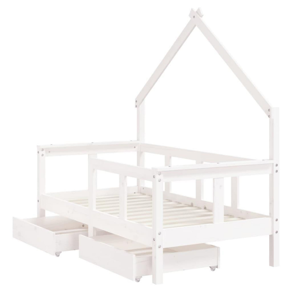 VIDAXL Cadre de lit enfant tiroirs blanc 70x140 cm bois de pin massif