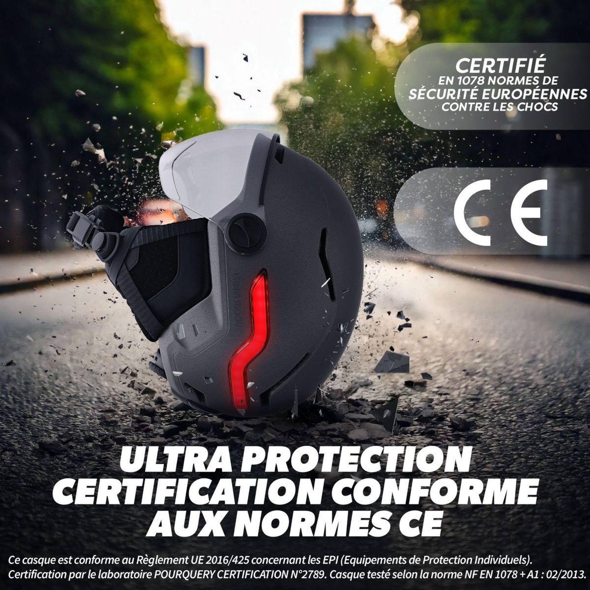 Voir la diapositive 5 : TNB Casque à led feu de frein auto-taille l gris