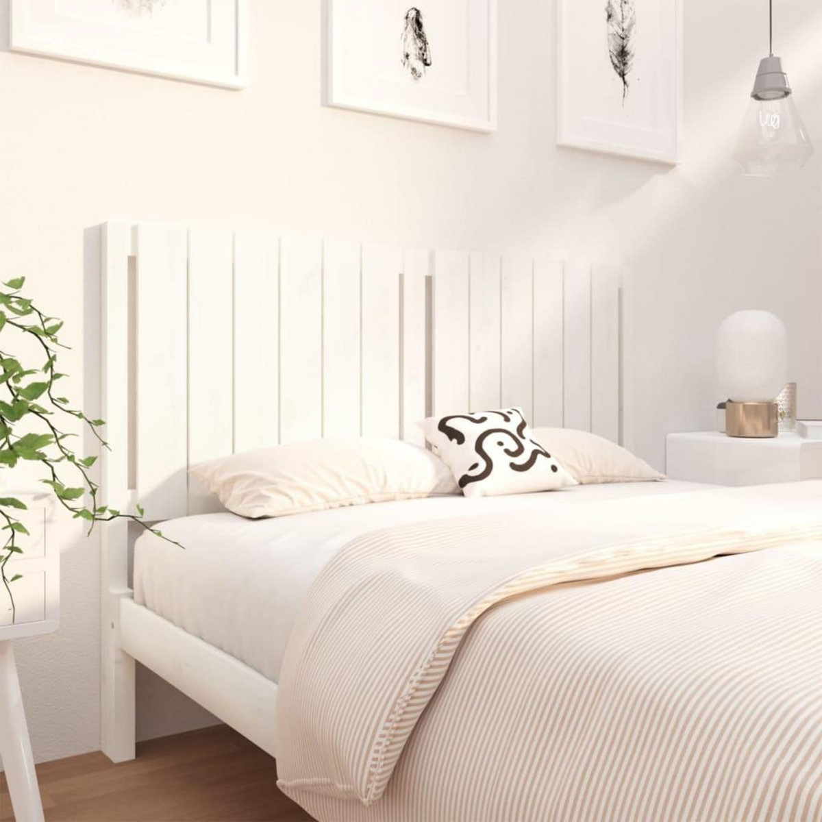 VIDAXL Tete de lit blanc 145,5x4x100 cm bois massif de pin