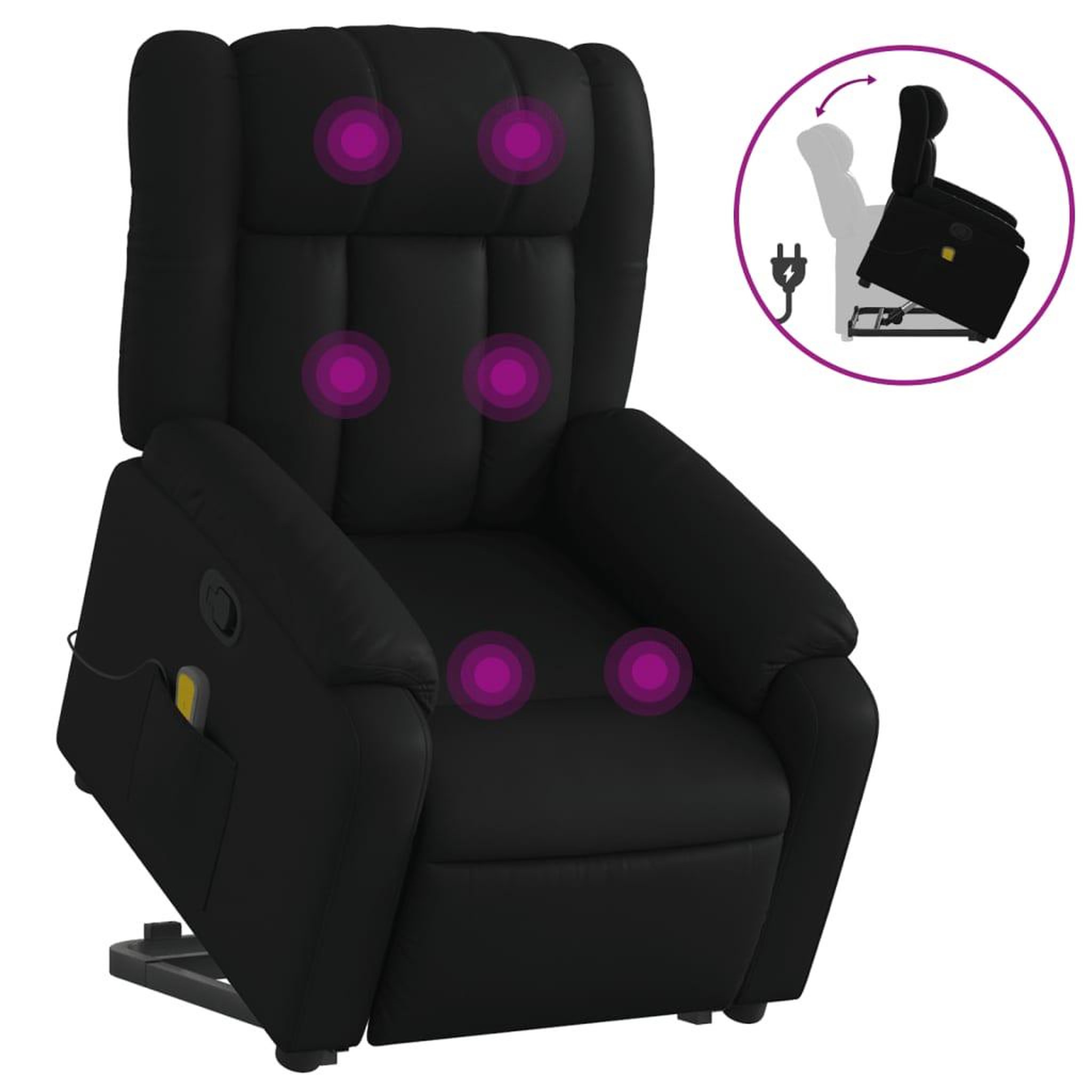 Voir la diapositive 2 : VIDAXL Fauteuil inclinable de massage Noir Similicuir