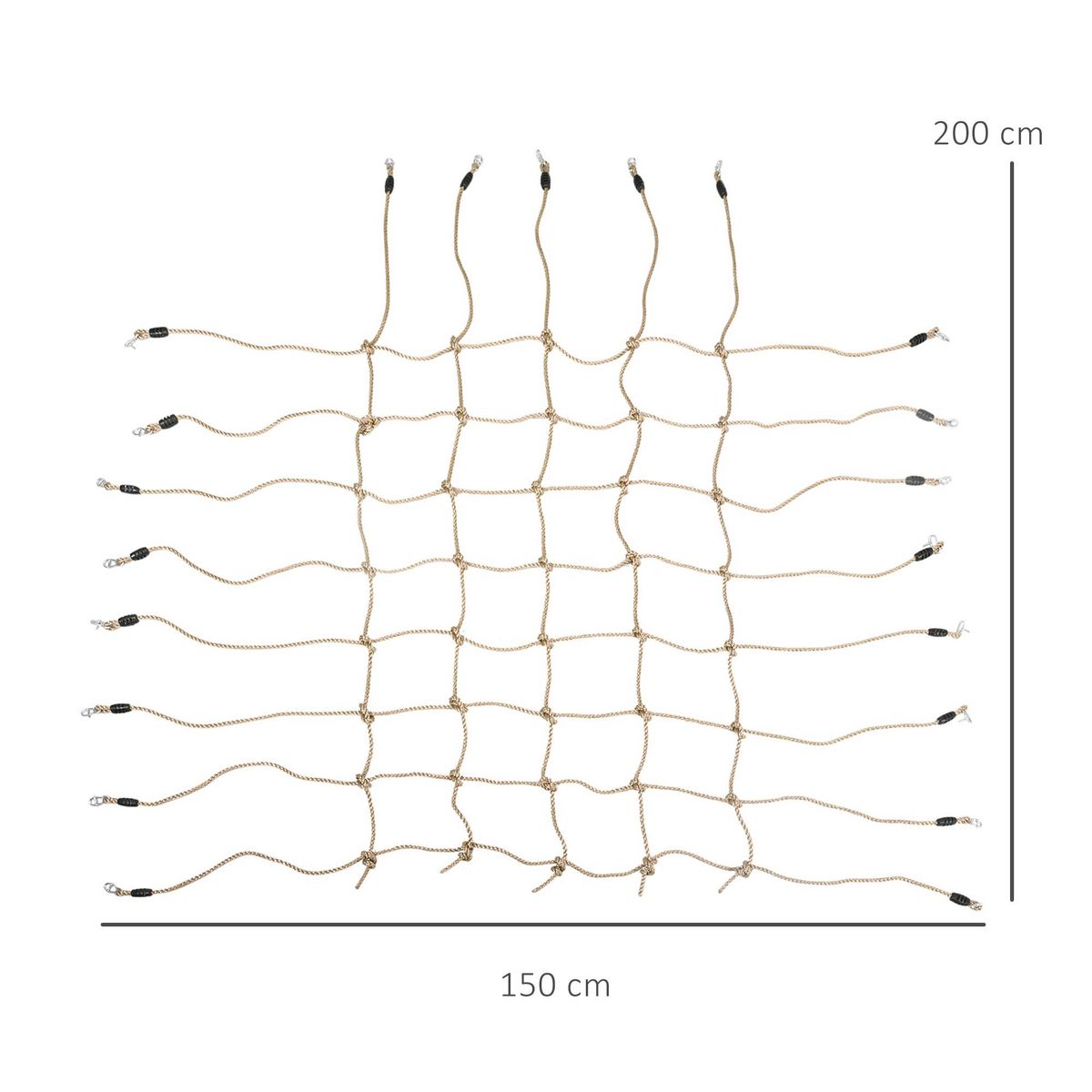 OUTSUNNY Filet d'escalade enfant PE filet à grimper 3-6 ans 1,5L x 2H m crochets acier galvanisé