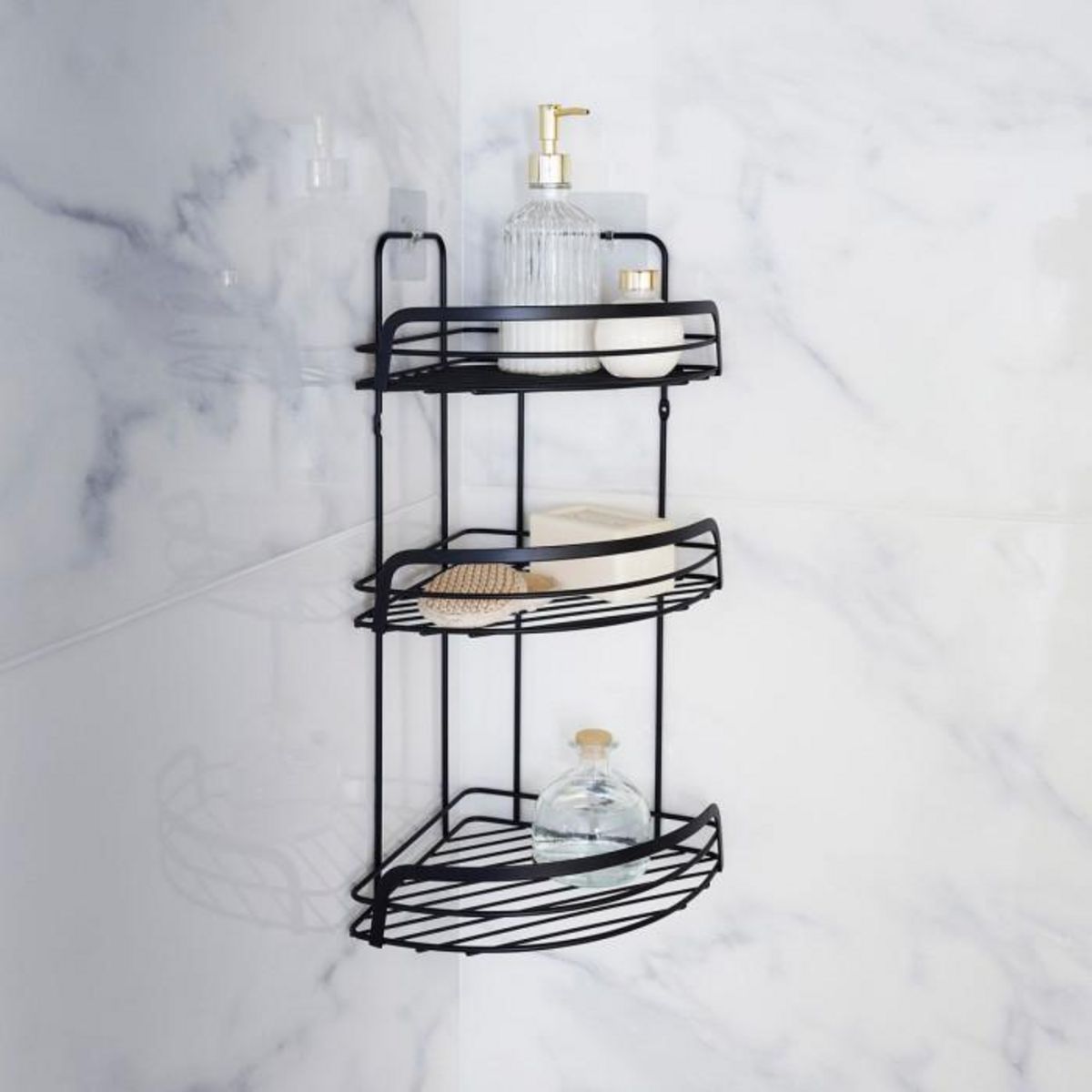 Paris Prix Serviteur de Douche Angle  Filaire Premium  49cm Noir