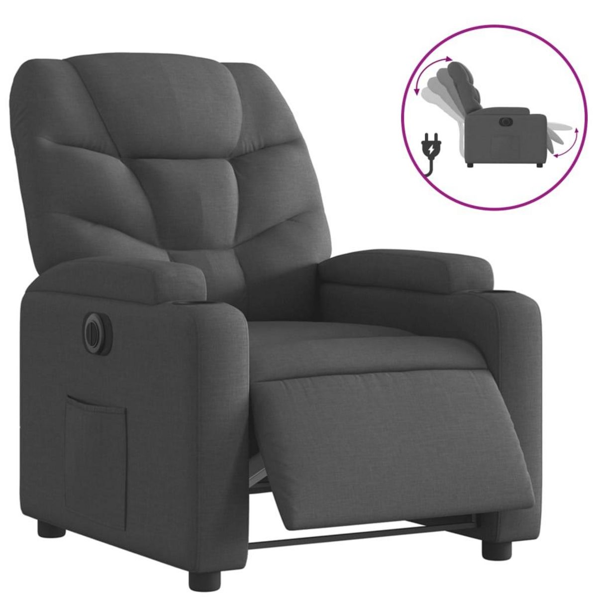 VIDAXL Fauteuil inclinable electrique Gris fonce Tissu