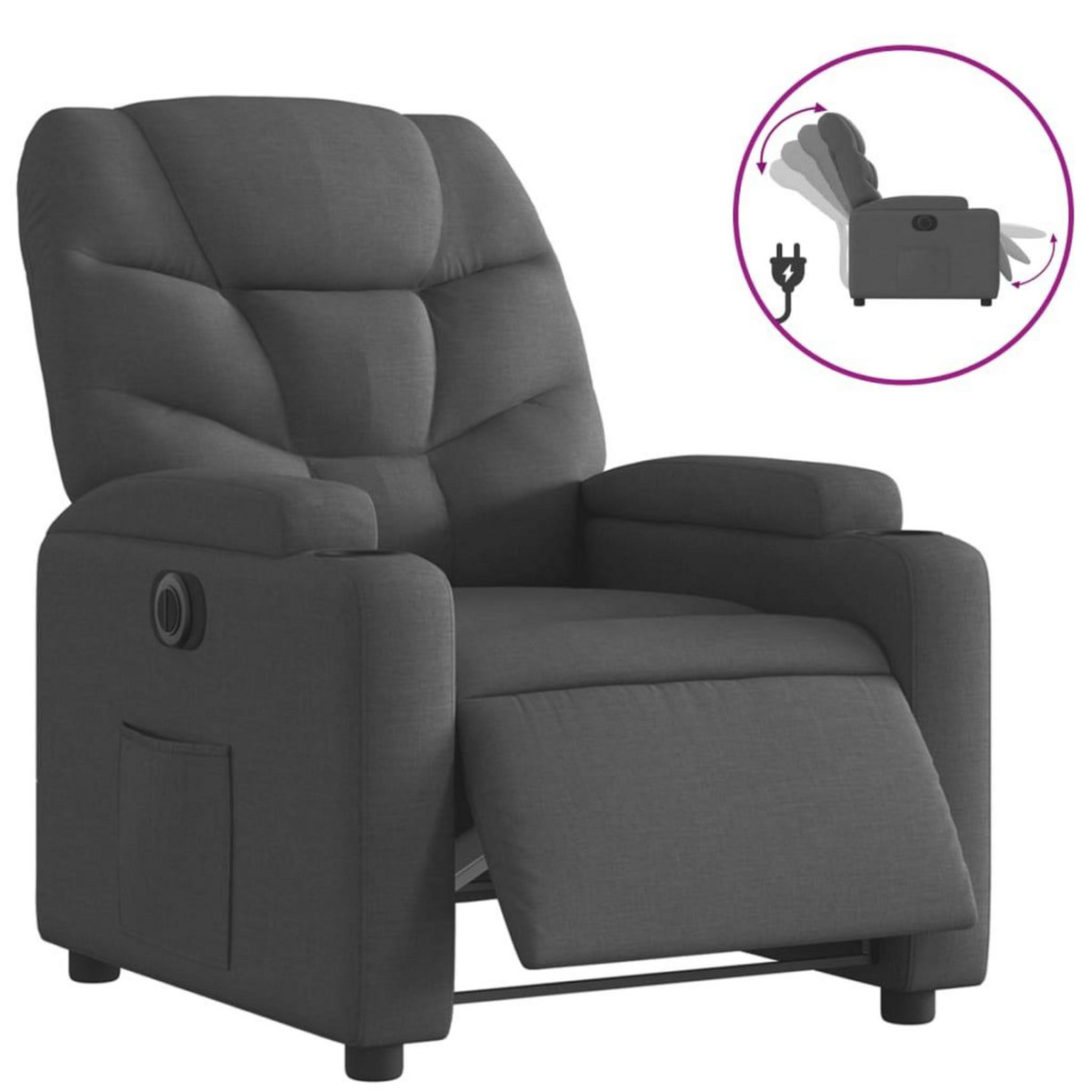 VIDAXL Fauteuil inclinable electrique Gris fonce Tissu