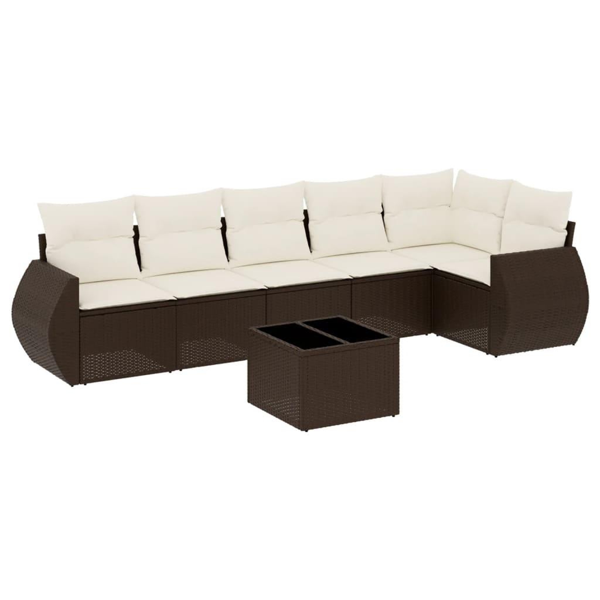 Voir la diapositive 2 : VIDAXL Salon de jardin avec coussins 7 pcs marron resine tressee