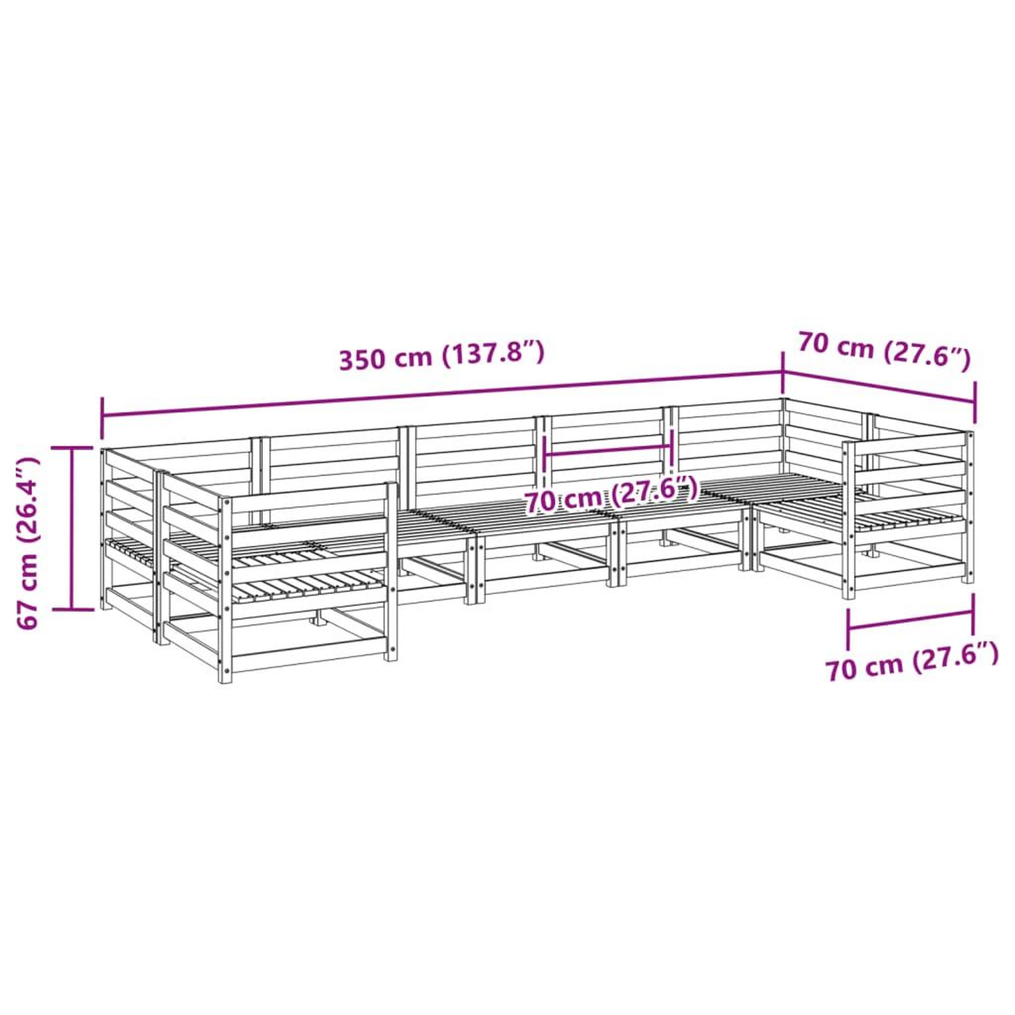 Voir la diapositive 6 : VIDAXL Salon de jardin 7 pcs bois massif sapin de douglas