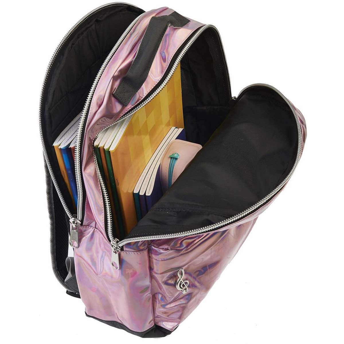 Love Love Sac à dos 2 compartiments holographique rose + trousse